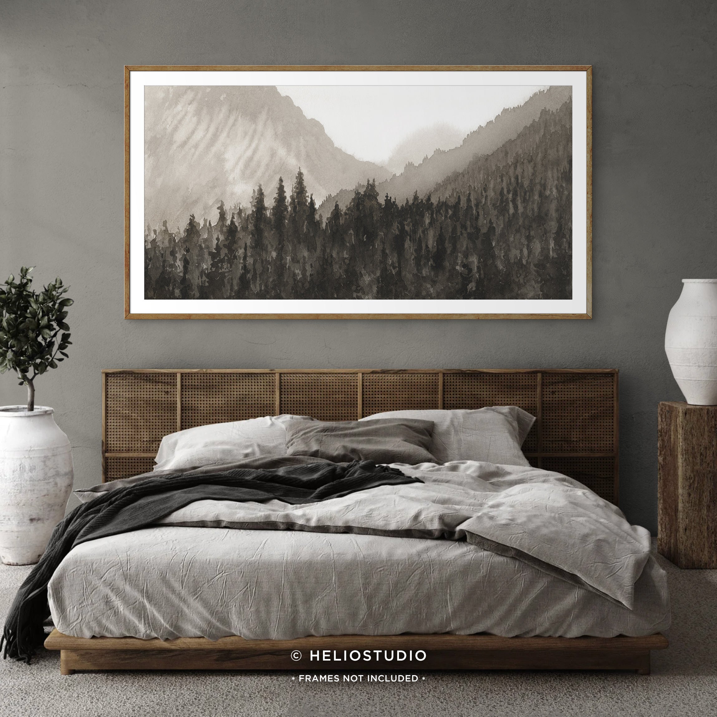 Mountain Forest in Brown – Panoramic Art Print