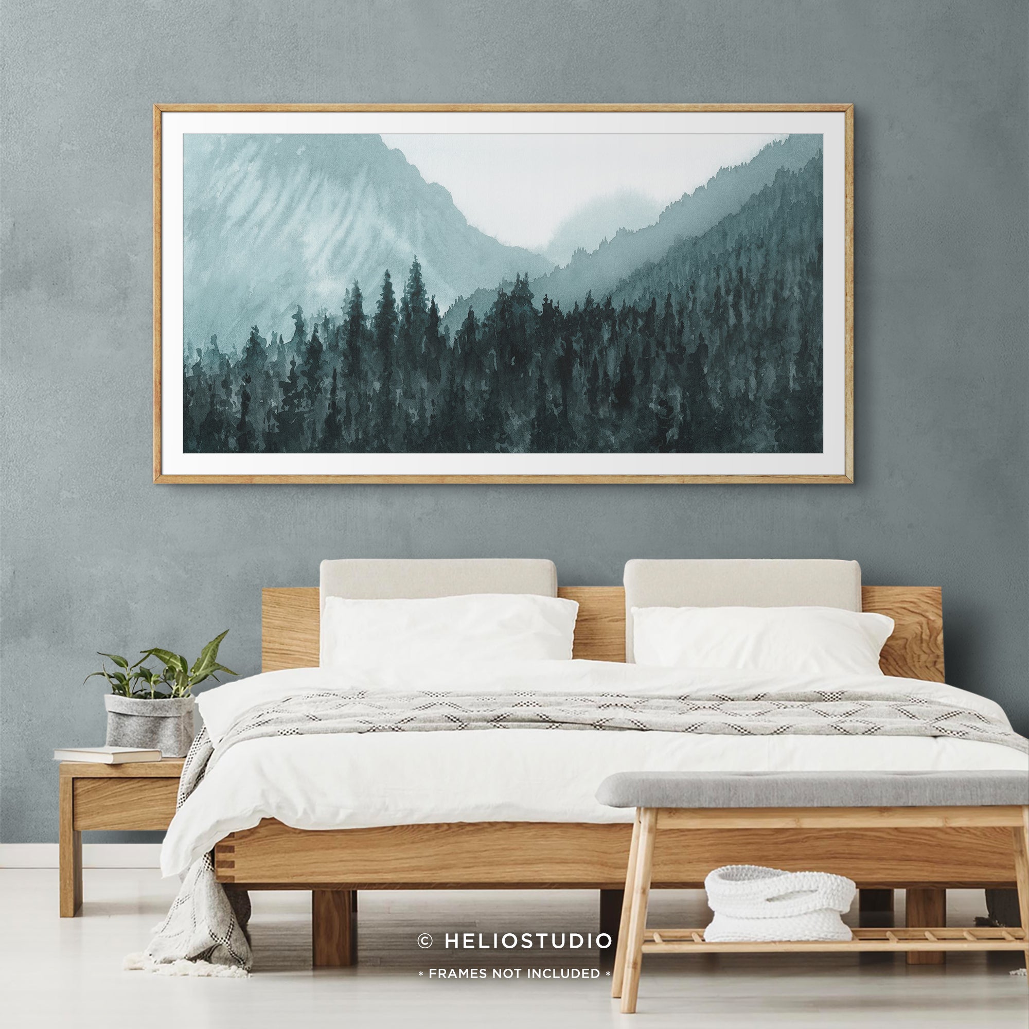 Mountain Forest in Blue – Panoramic Art Print
