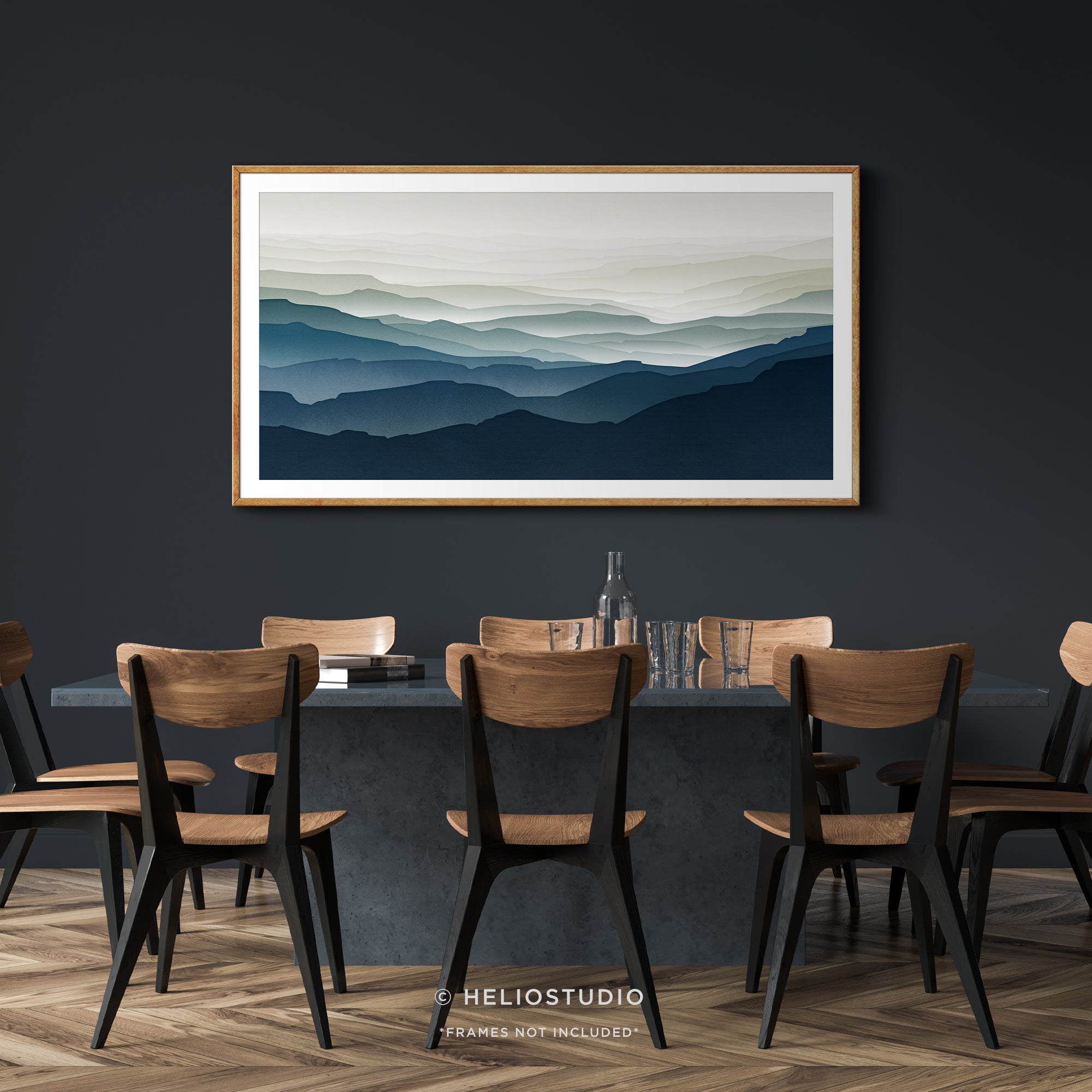 MidCentury Blue Mountain – Panoramic Art Print