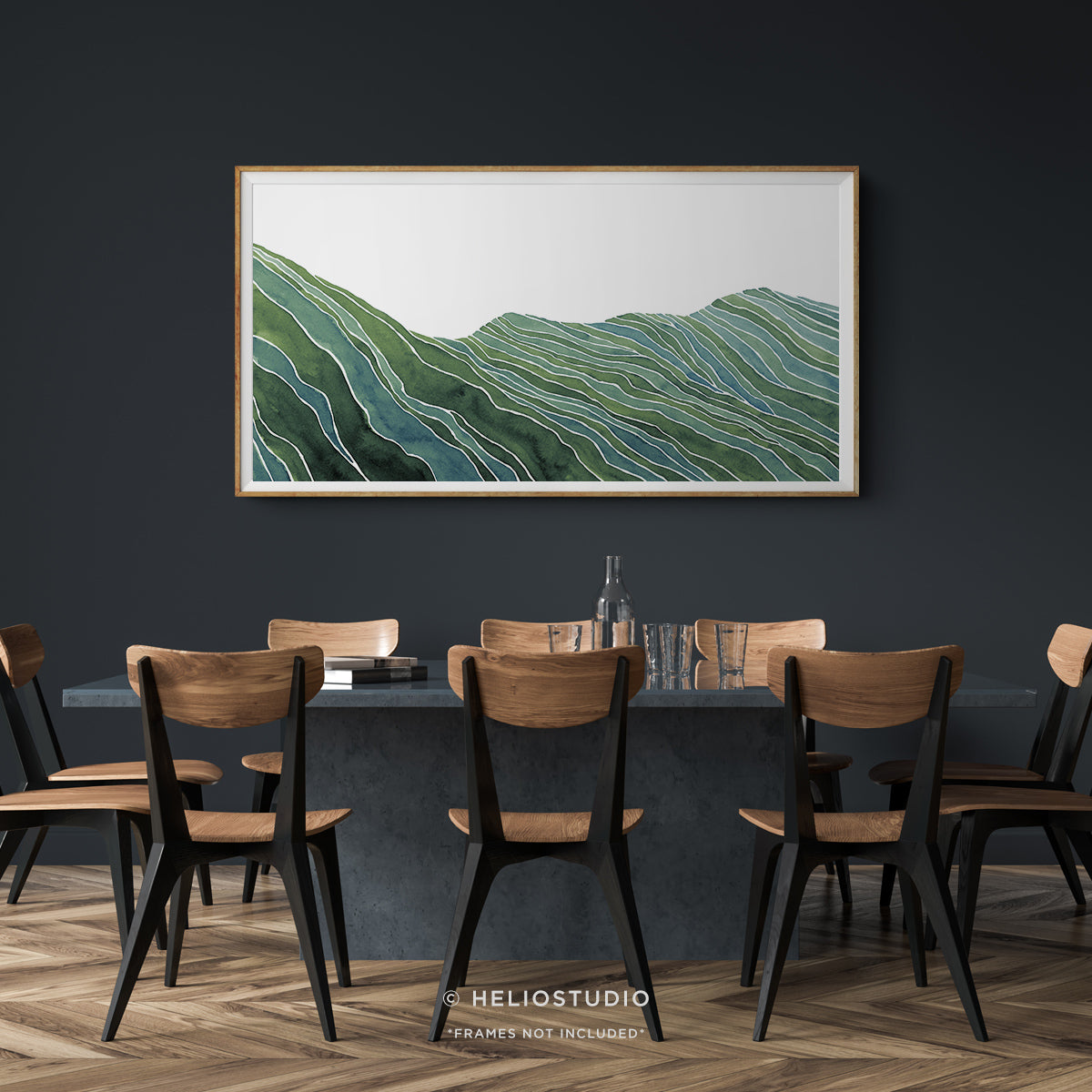 Midcentury Green Mountain Valley – Panoramic Art Print