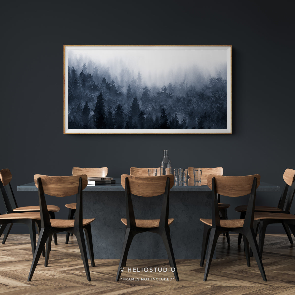 Misty Blue Forest – Panoramic Art Print