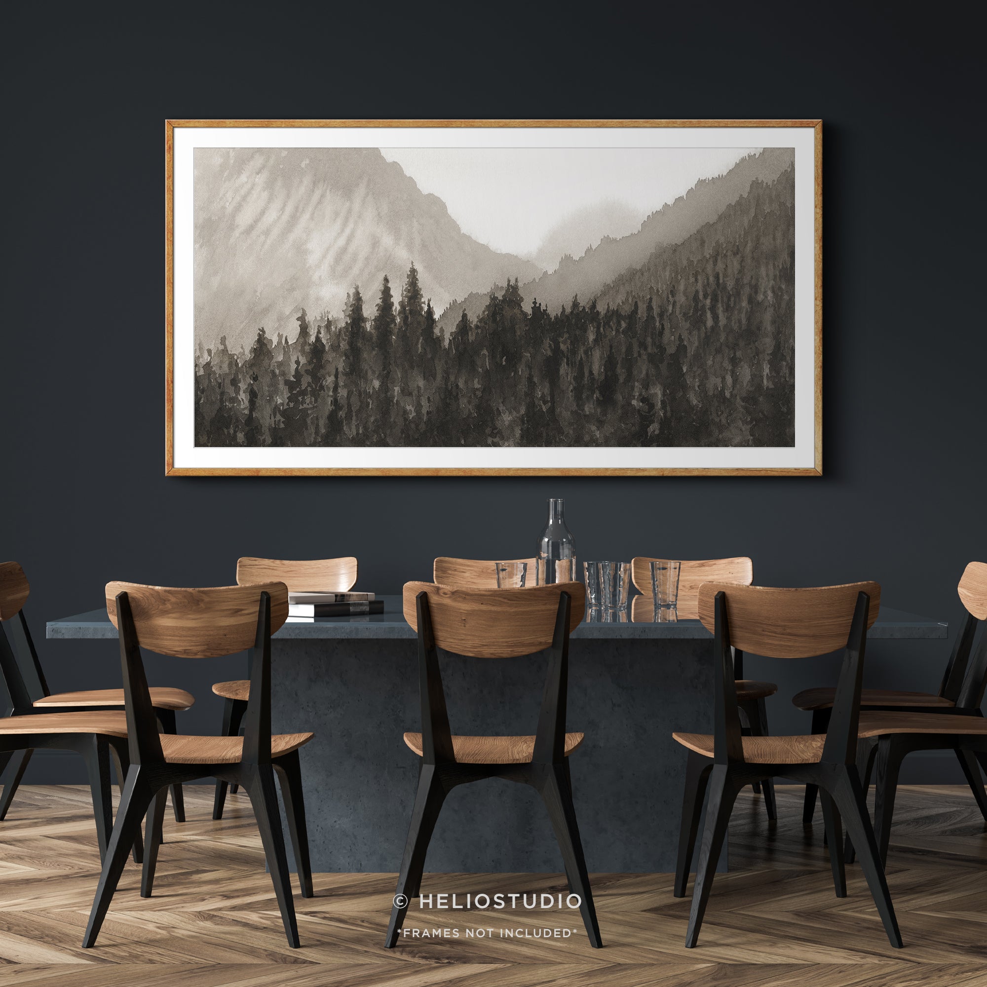 Mountain Forest in Brown – Panoramic Art Print