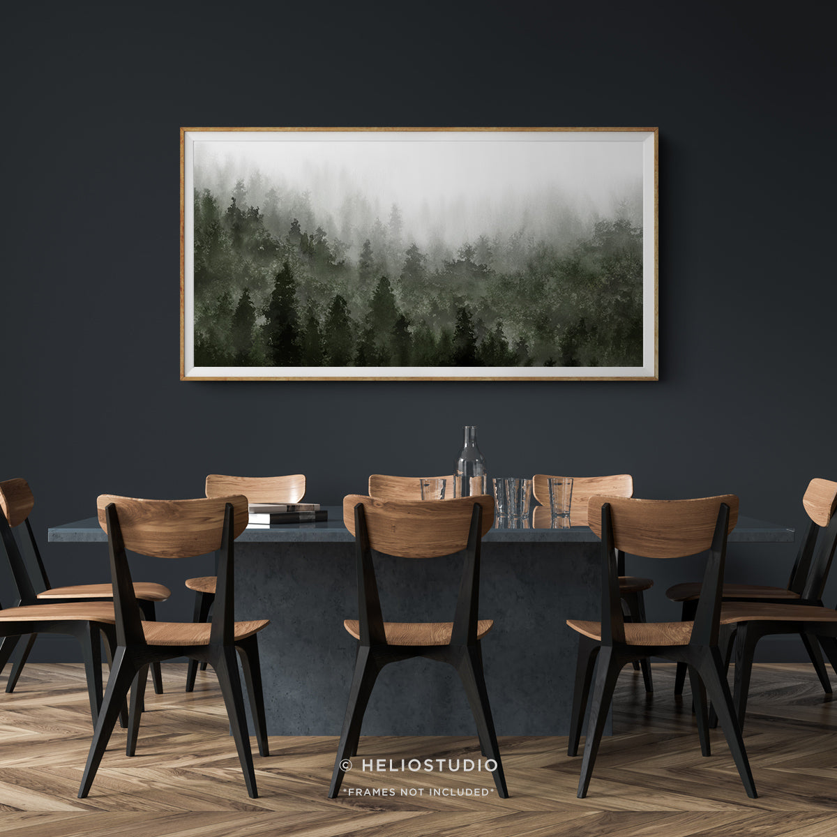 Misty Green Forest – Panoramic Art Print