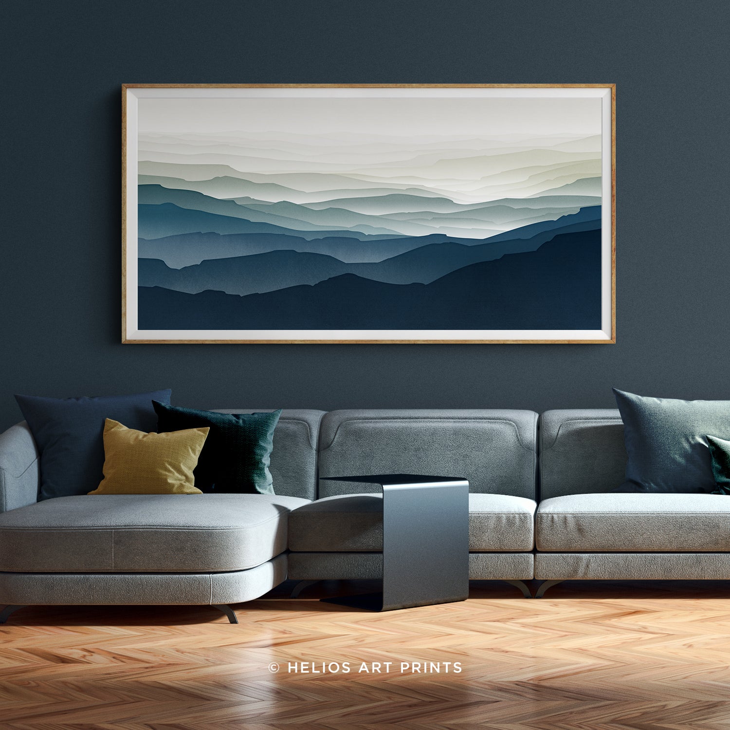 MidCentury Blue Mountain – Panoramic Art Print