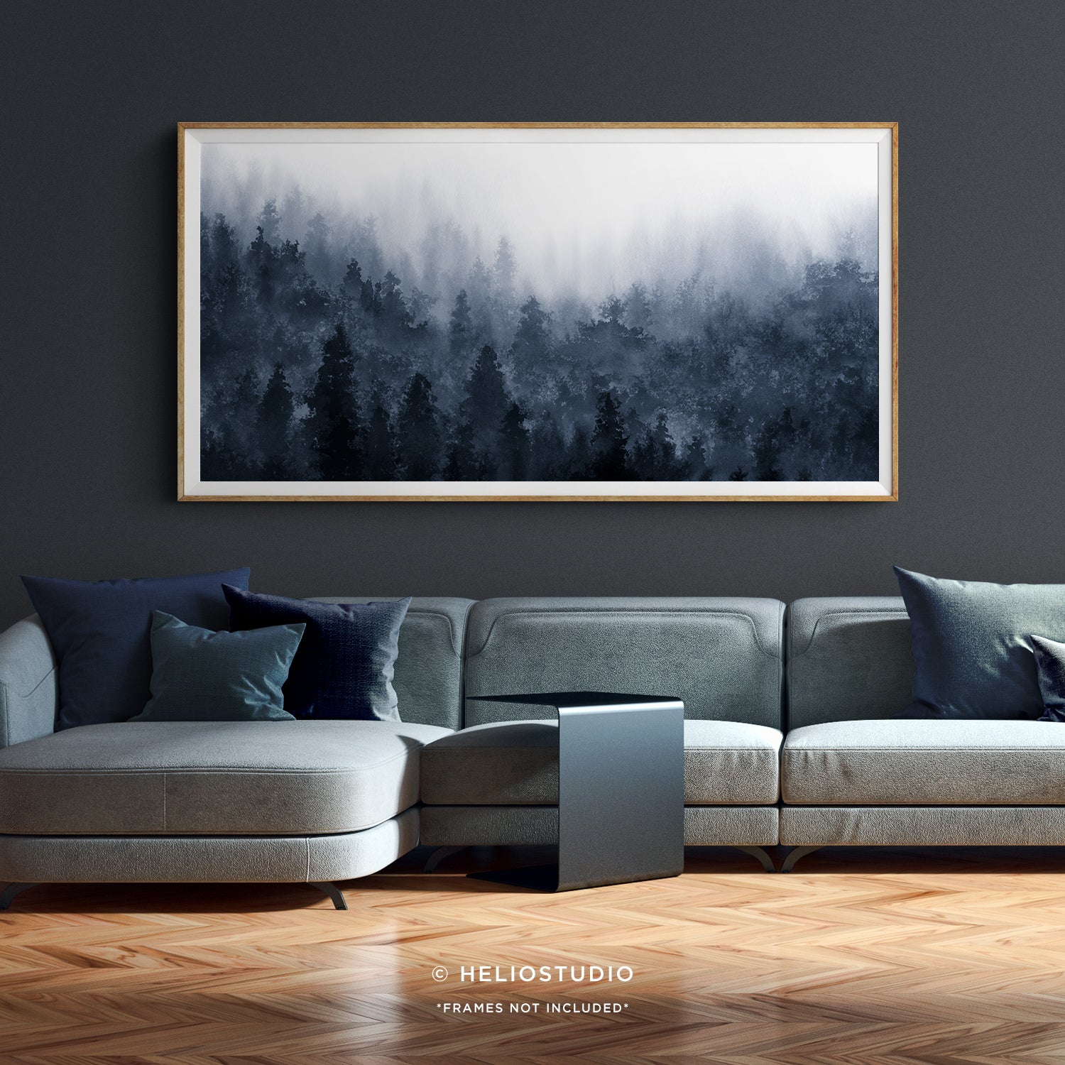 Misty Blue Forest – Panoramic Art Print