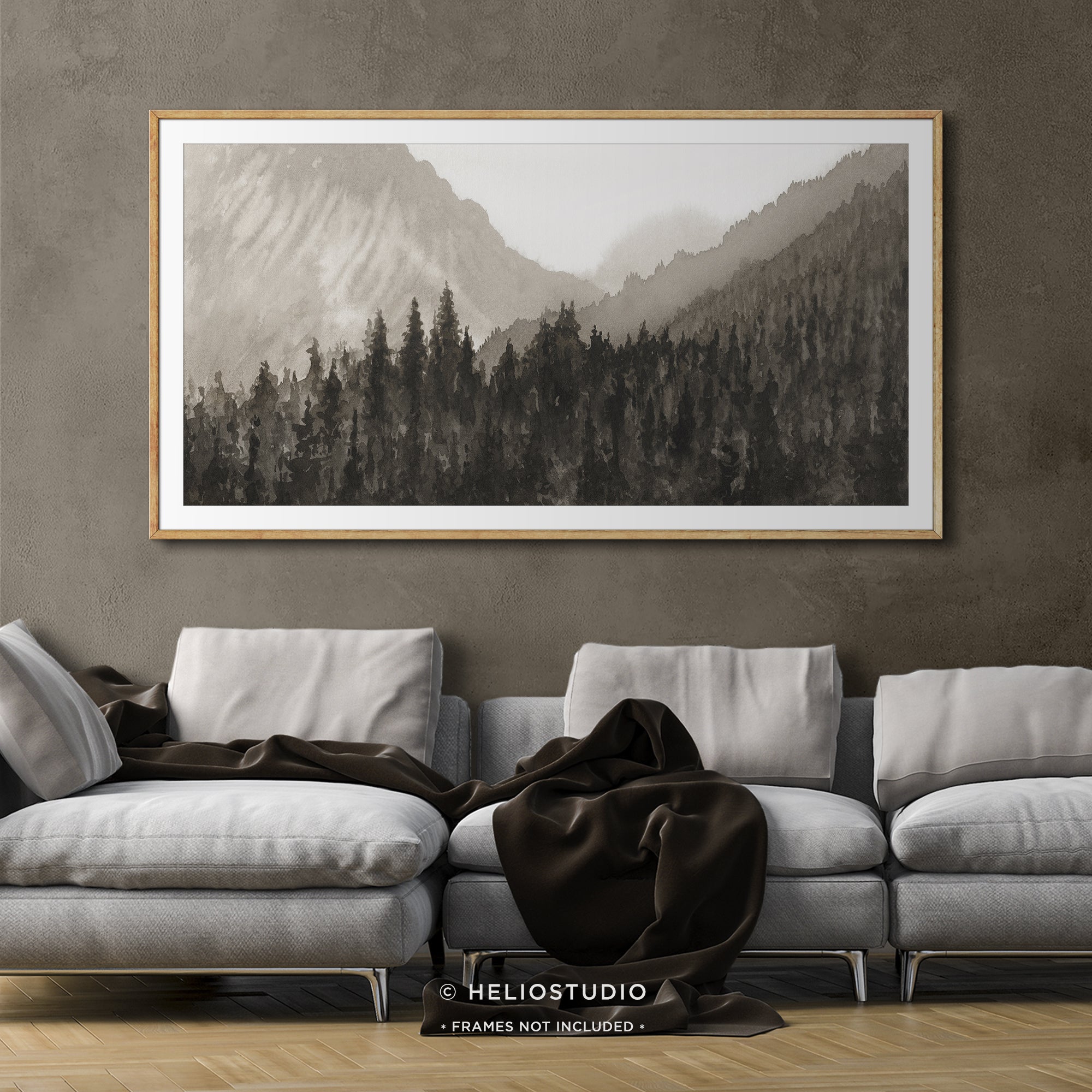 Mountain Forest in Brown – Panoramic Art Print