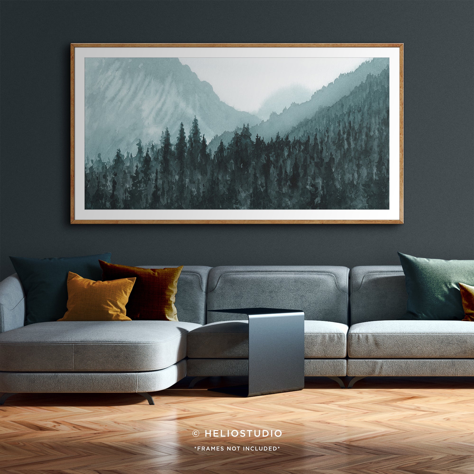 Mountain Forest in Blue – Panoramic Art Print