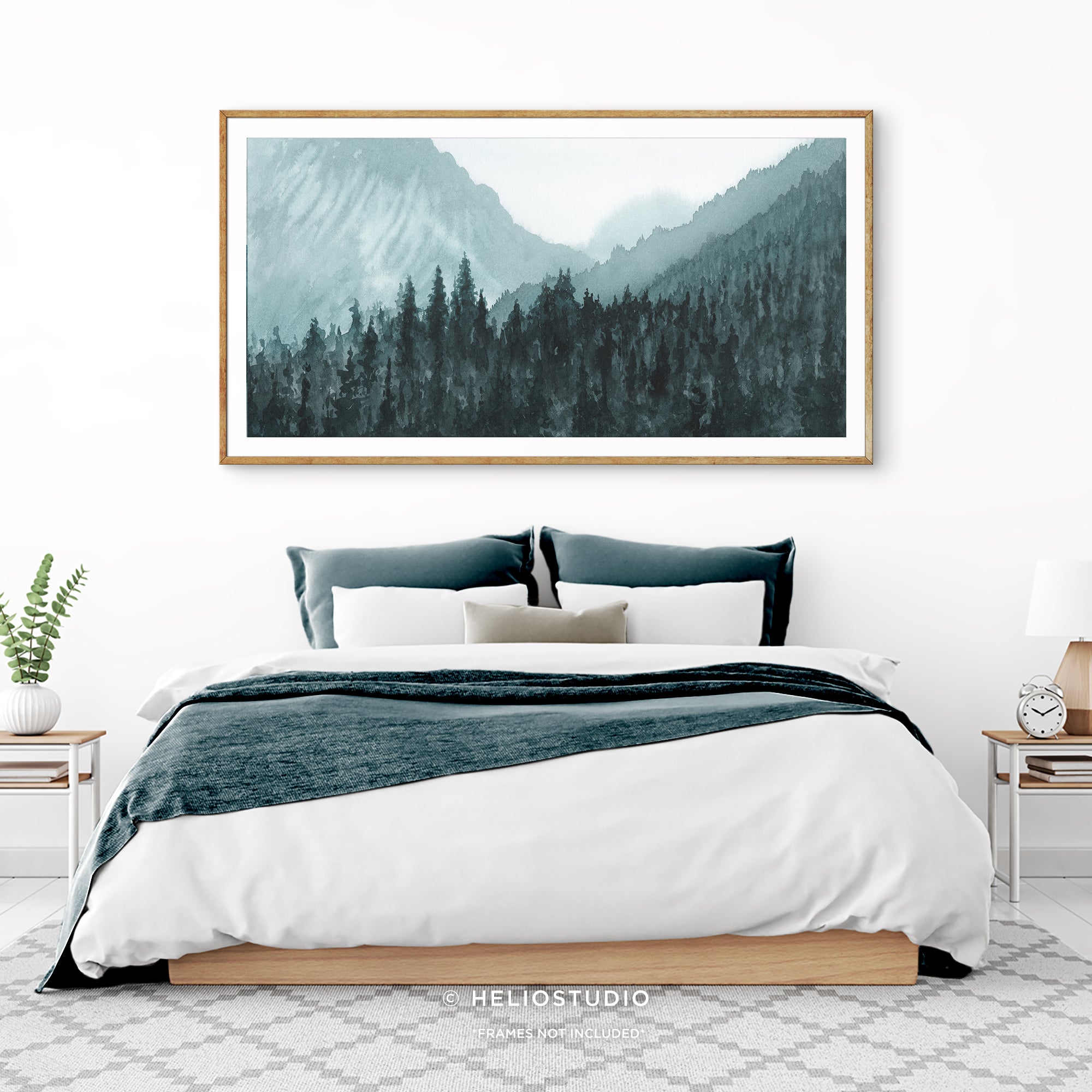 Mountain Forest in Blue – Panoramic Art Print