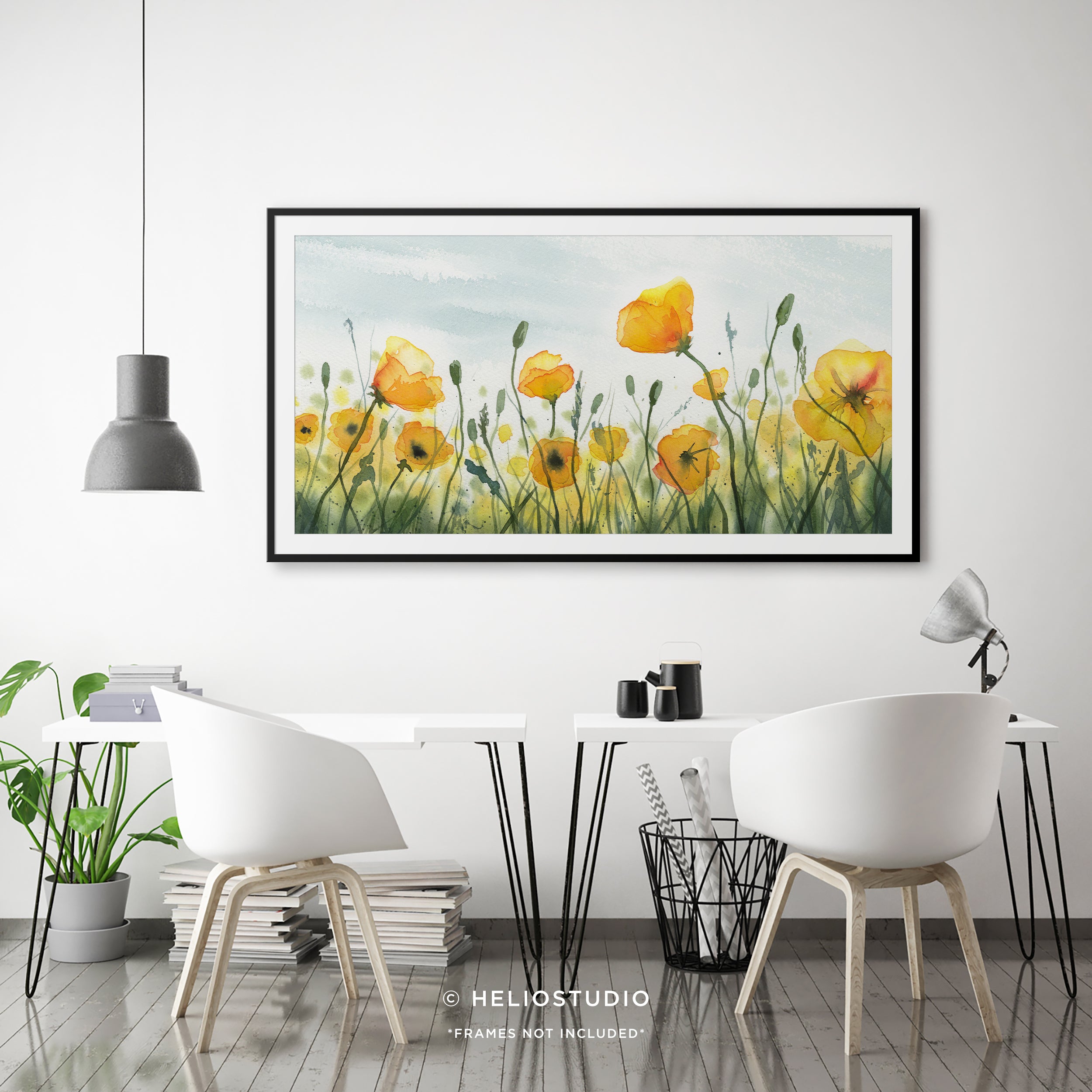 Yellow Poppy Meadow – Panoramic Art Print
