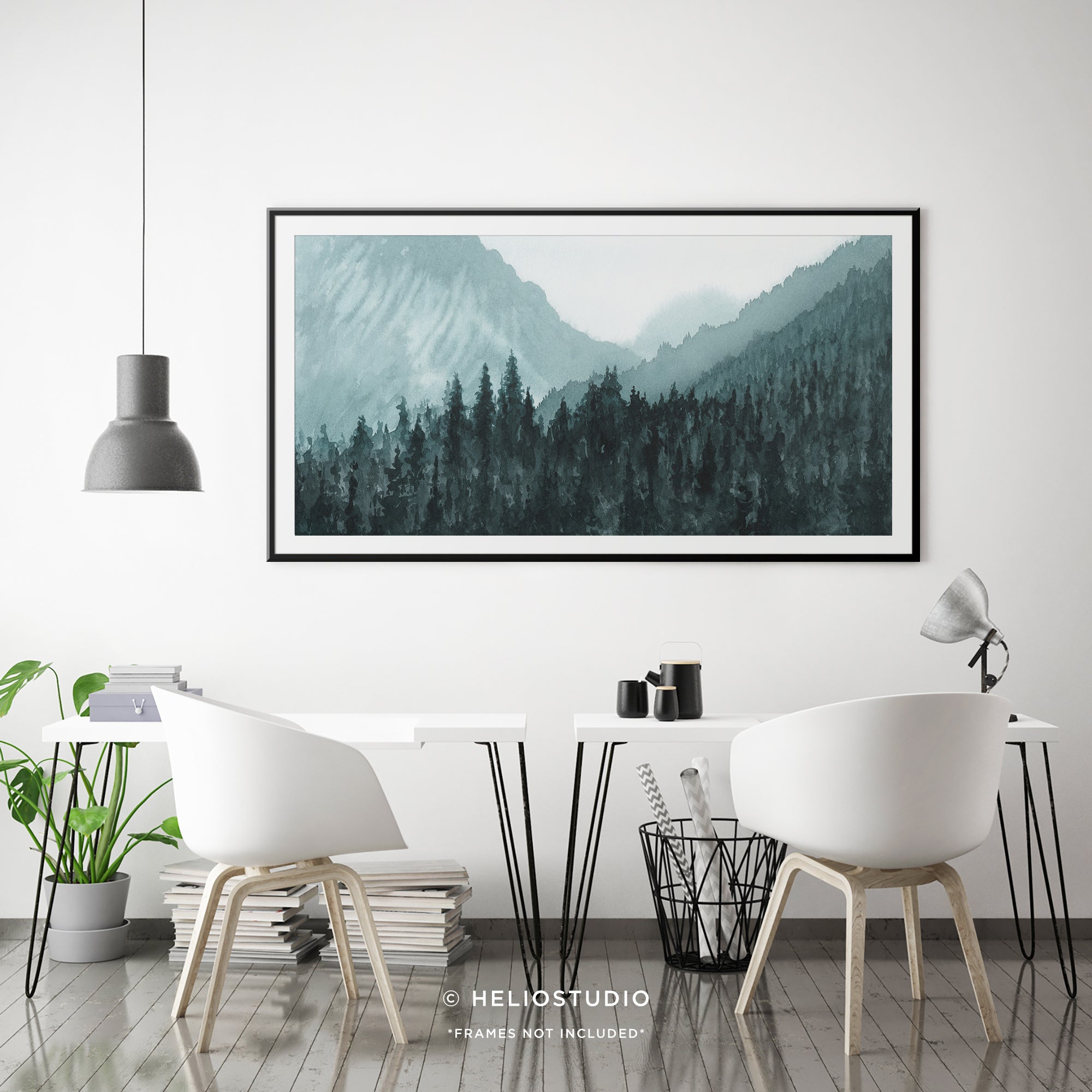 Mountain Forest in Blue – Panoramic Art Print