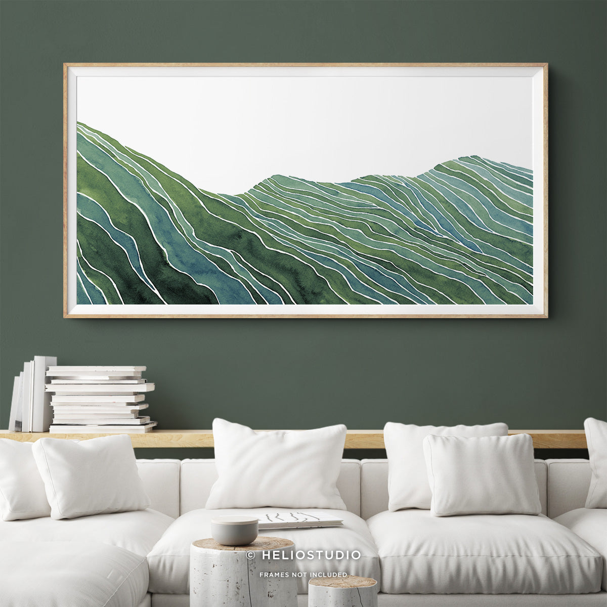 Midcentury Green Mountain Valley – Panoramic Art Print