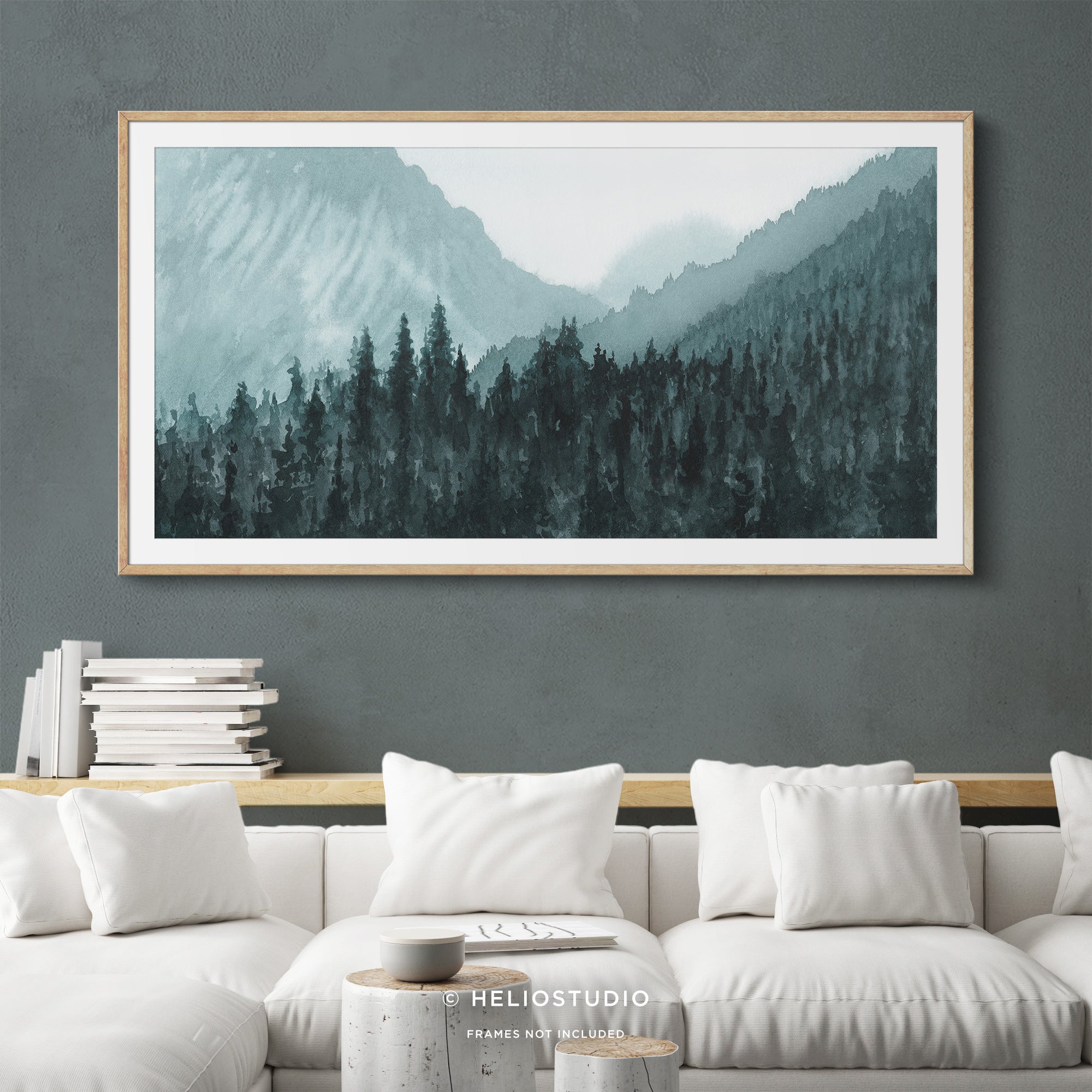 Mountain Forest in Blue – Panoramic Art Print