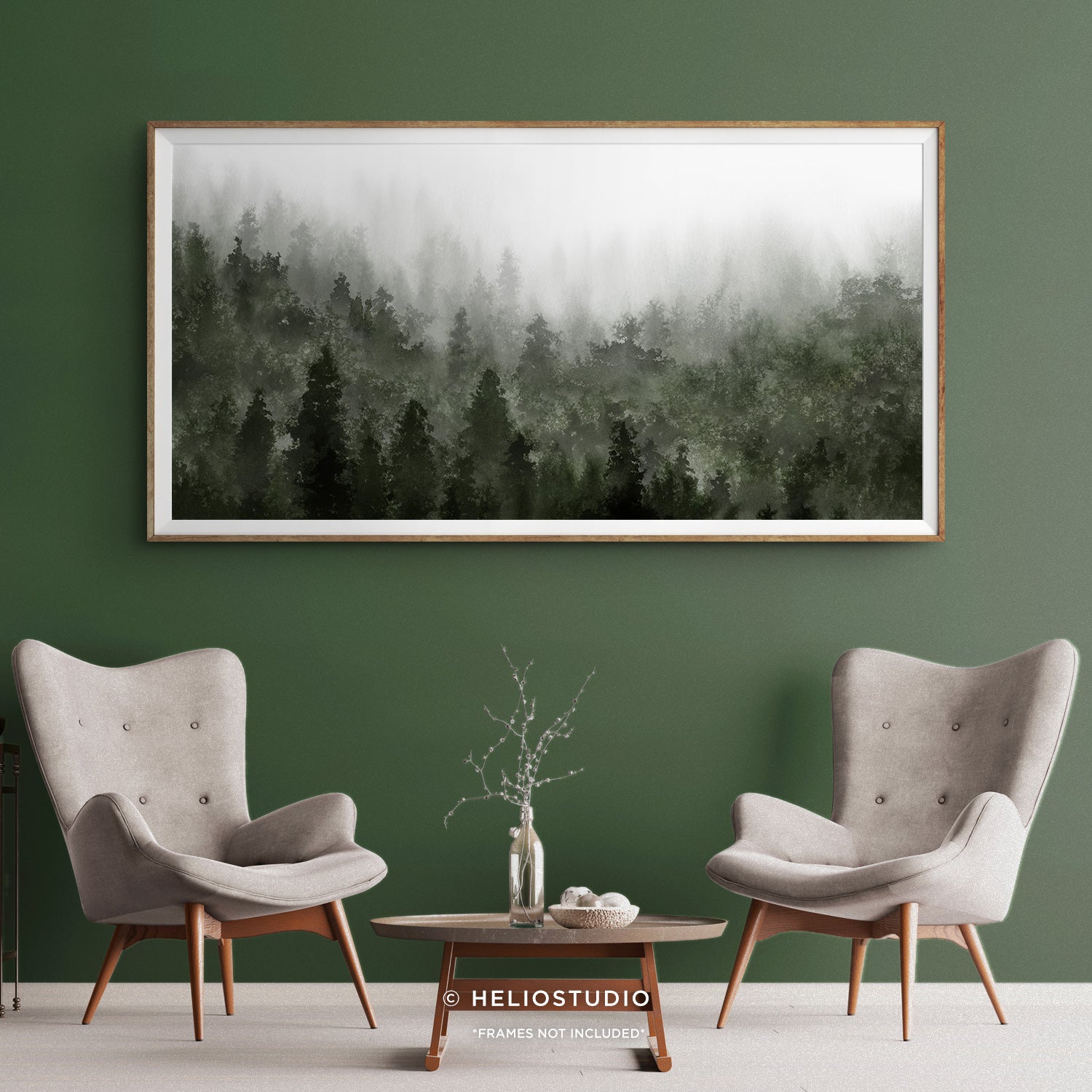 Misty Green Forest – Panoramic Art Print