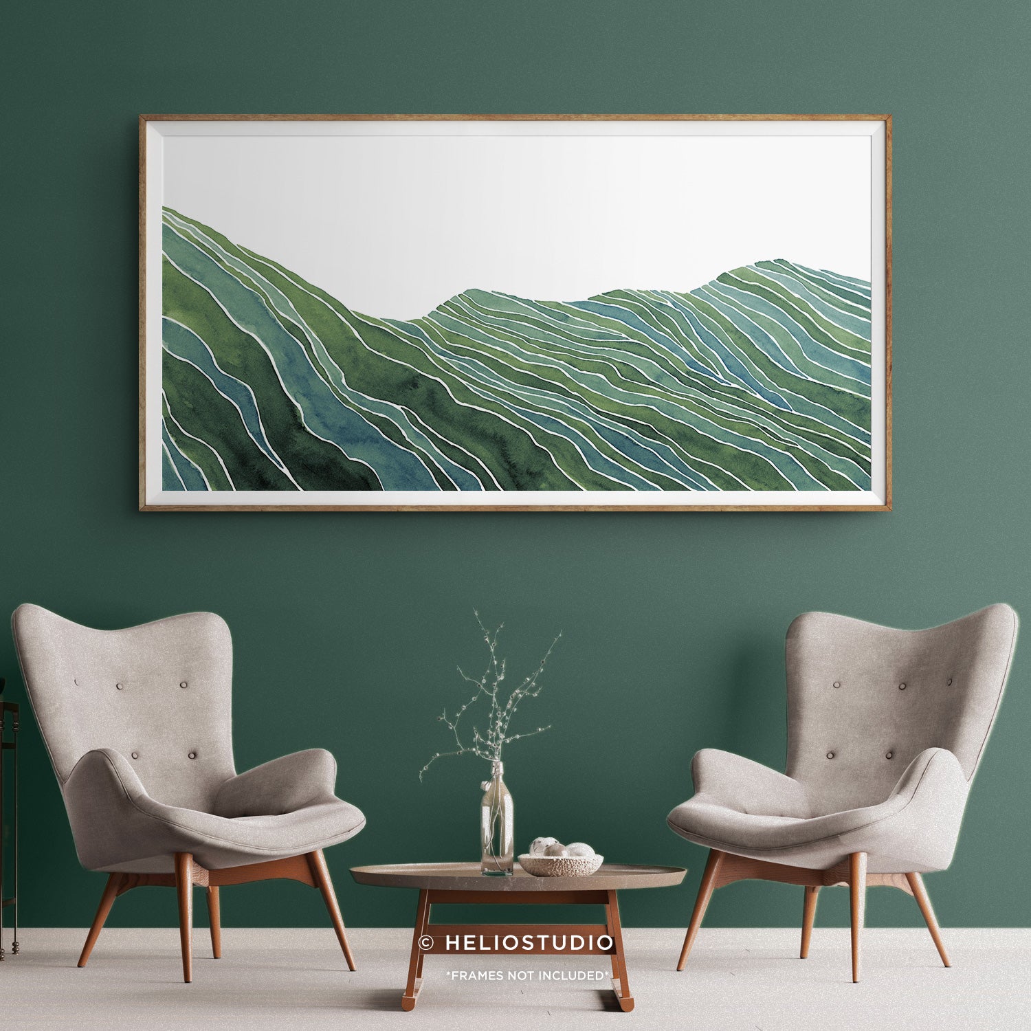 Midcentury Green Mountain Valley – Panoramic Art Print