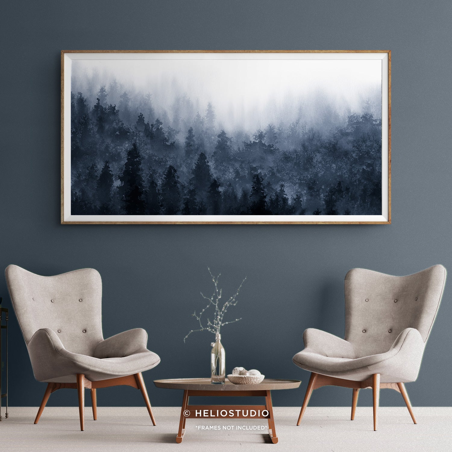 Misty Blue Forest – Panoramic Art Print