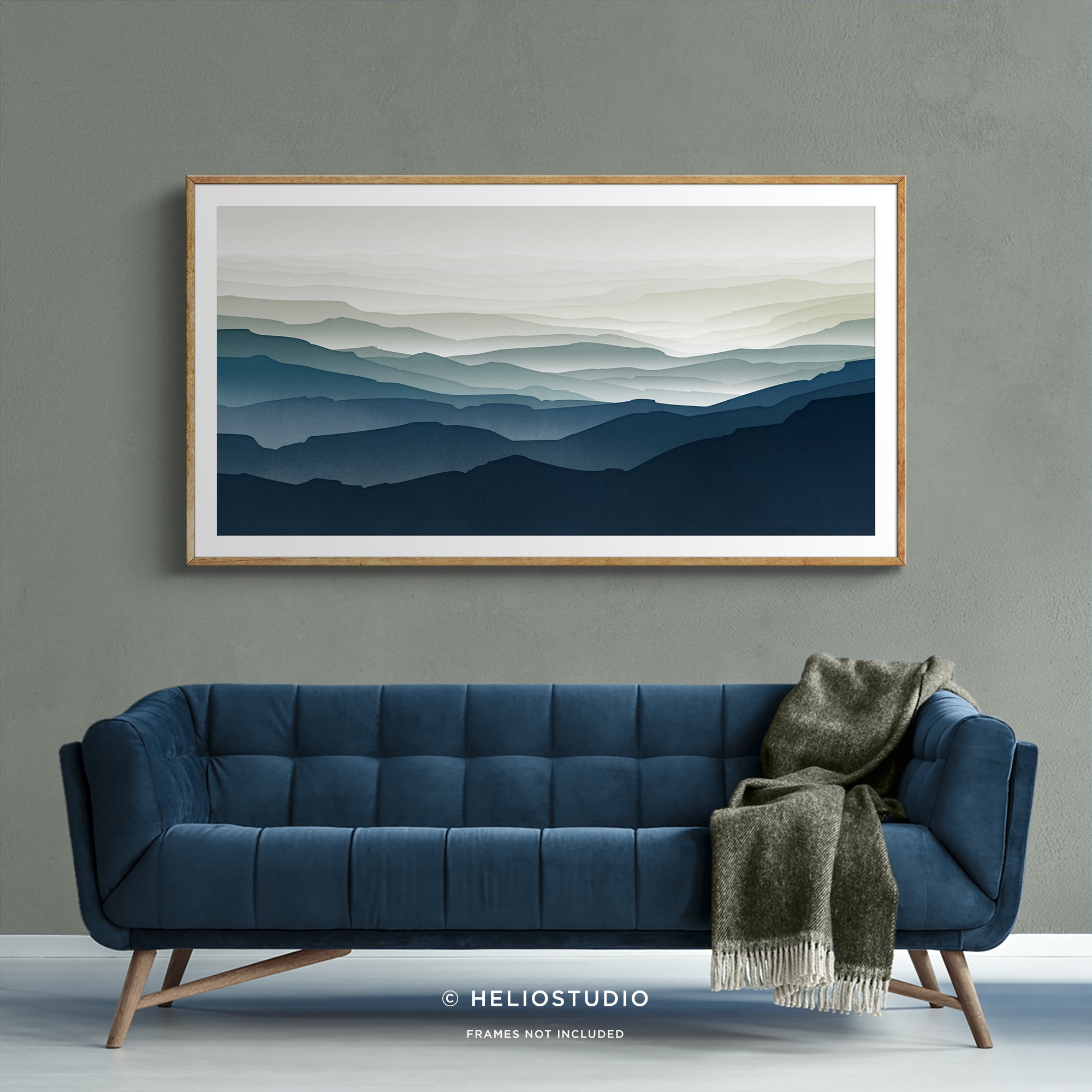 MidCentury Blue Mountain – Panoramic Art Print