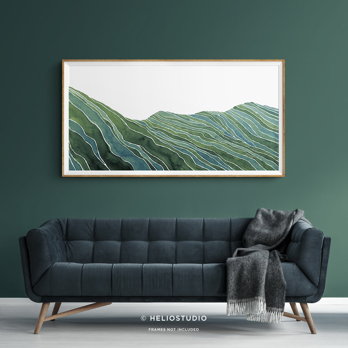 Midcentury Green Mountain Valley – Panoramic Art Print