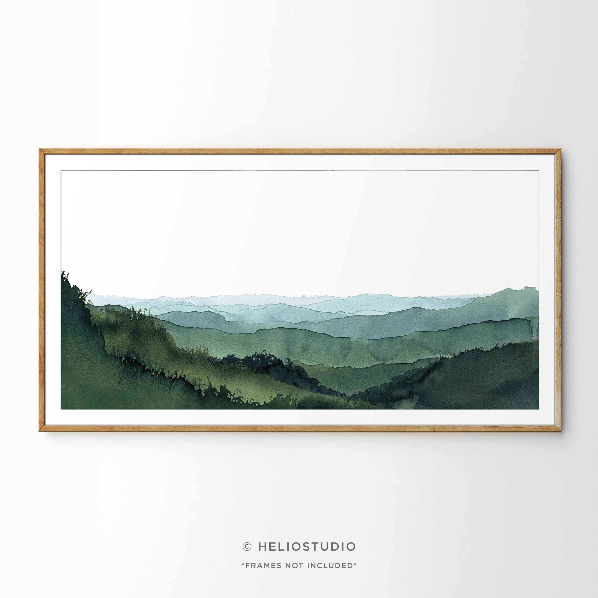 Blue Green Mountain Valley – Panoramic Art Print