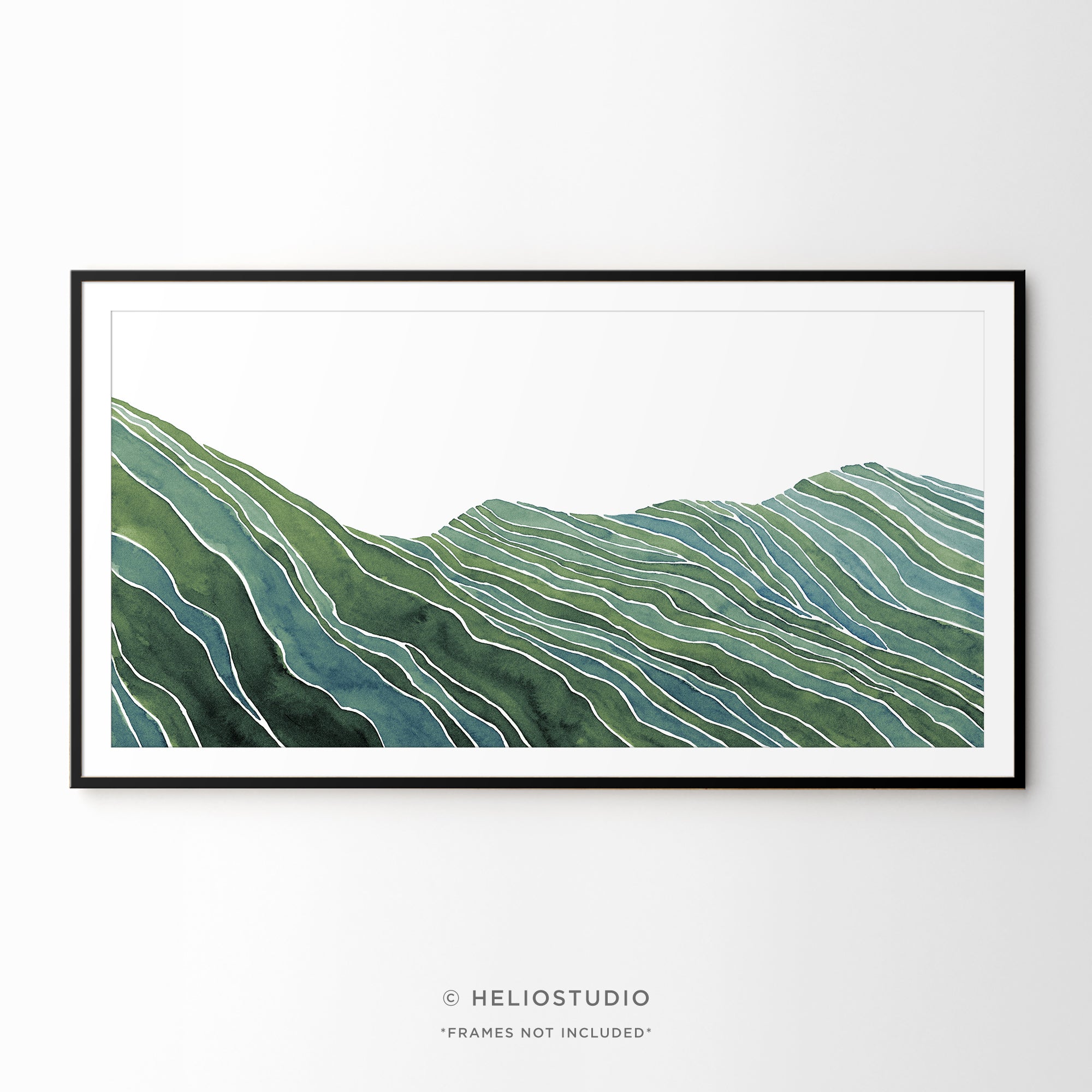 Midcentury Green Mountain Valley – Panoramic Art Print