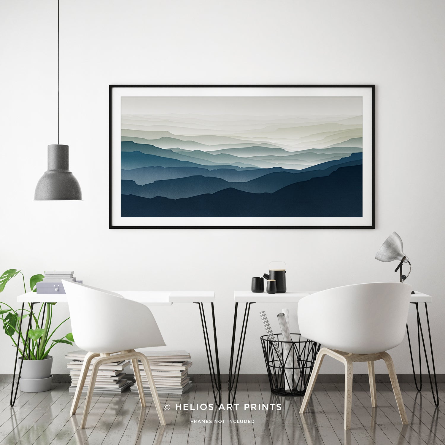 MidCentury Blue Mountain – Panoramic Art Print
