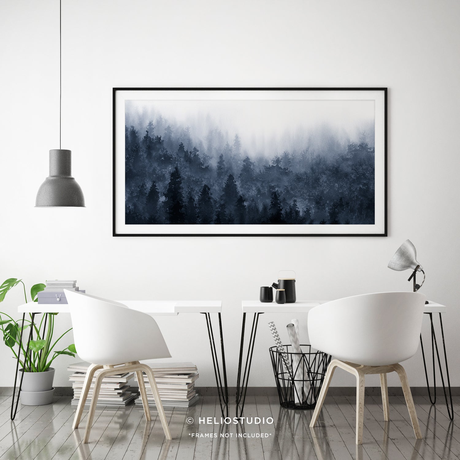 Misty Blue Forest – Panoramic Art Print