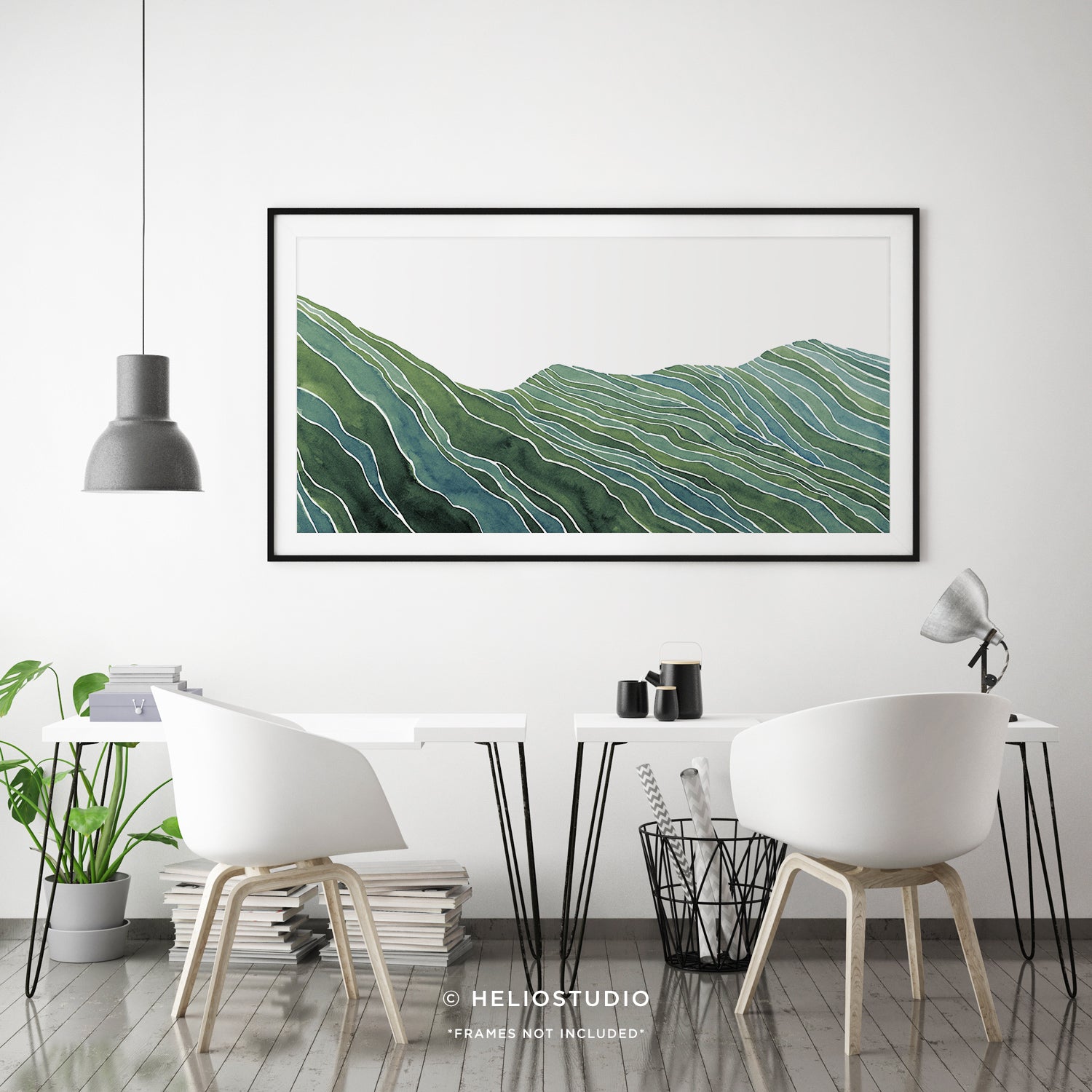 Midcentury Green Mountain Valley – Panoramic Art Print
