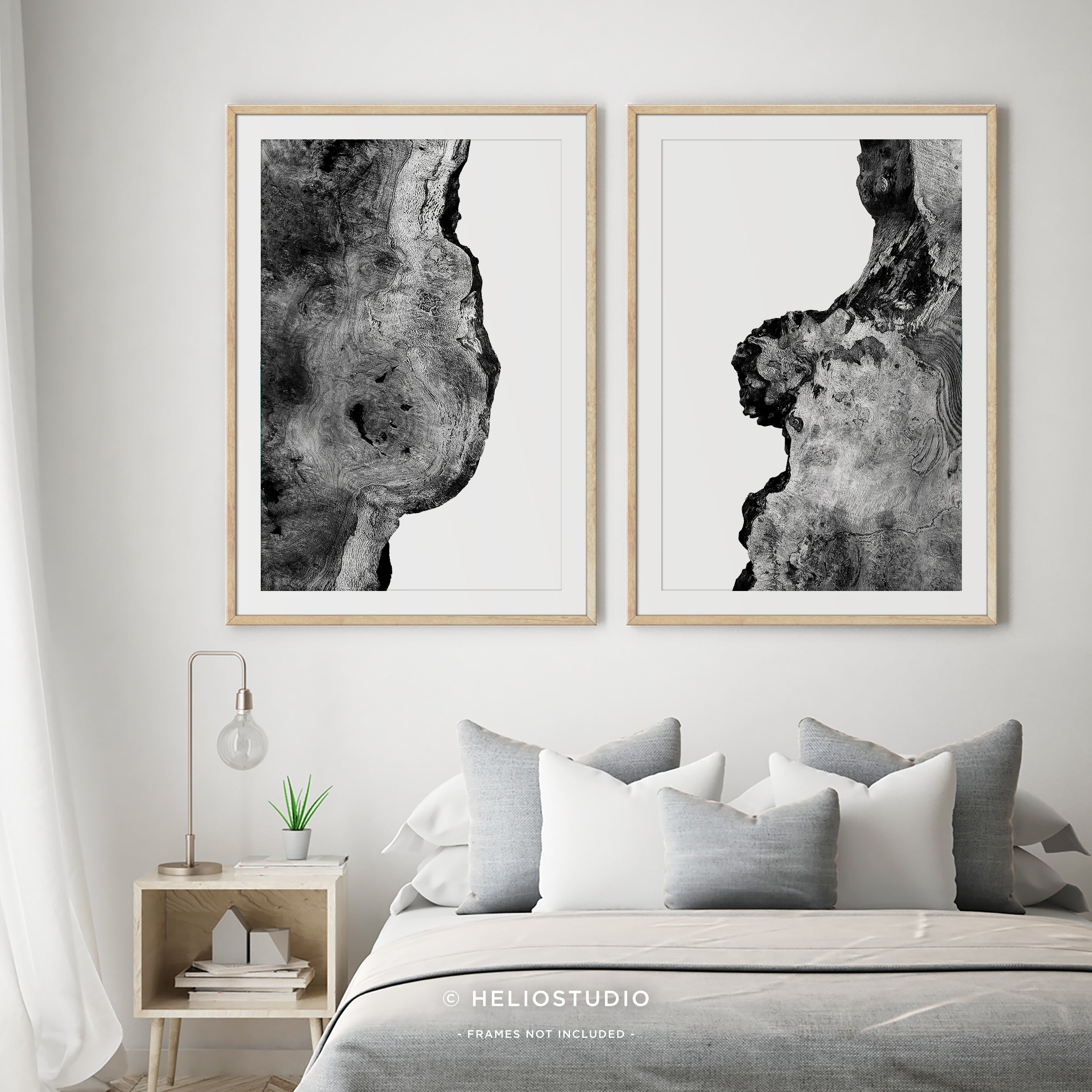 Abstract Rustic Walnut Photography – Two Piece Wall Art