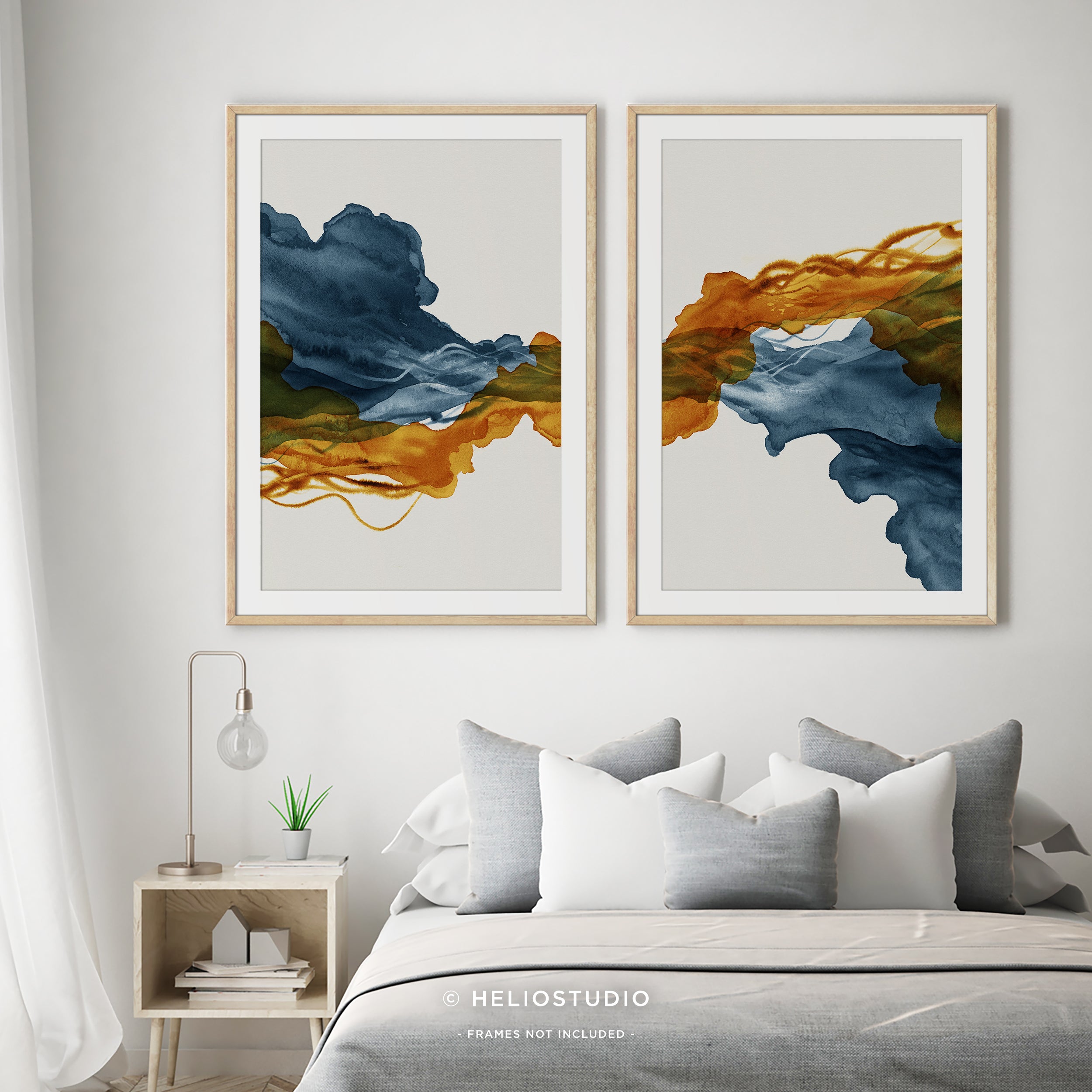 Blue Rust Abstract Flow – Two Piece Wall Art
