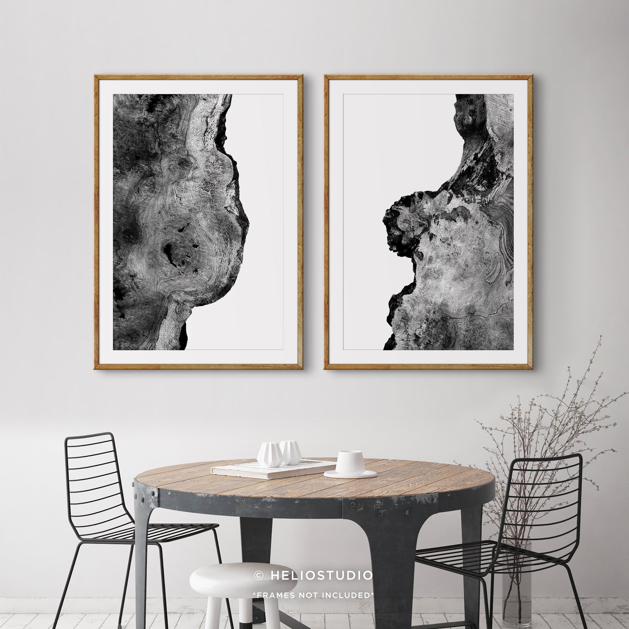 Abstract Rustic Walnut Photography – Two Piece Wall Art