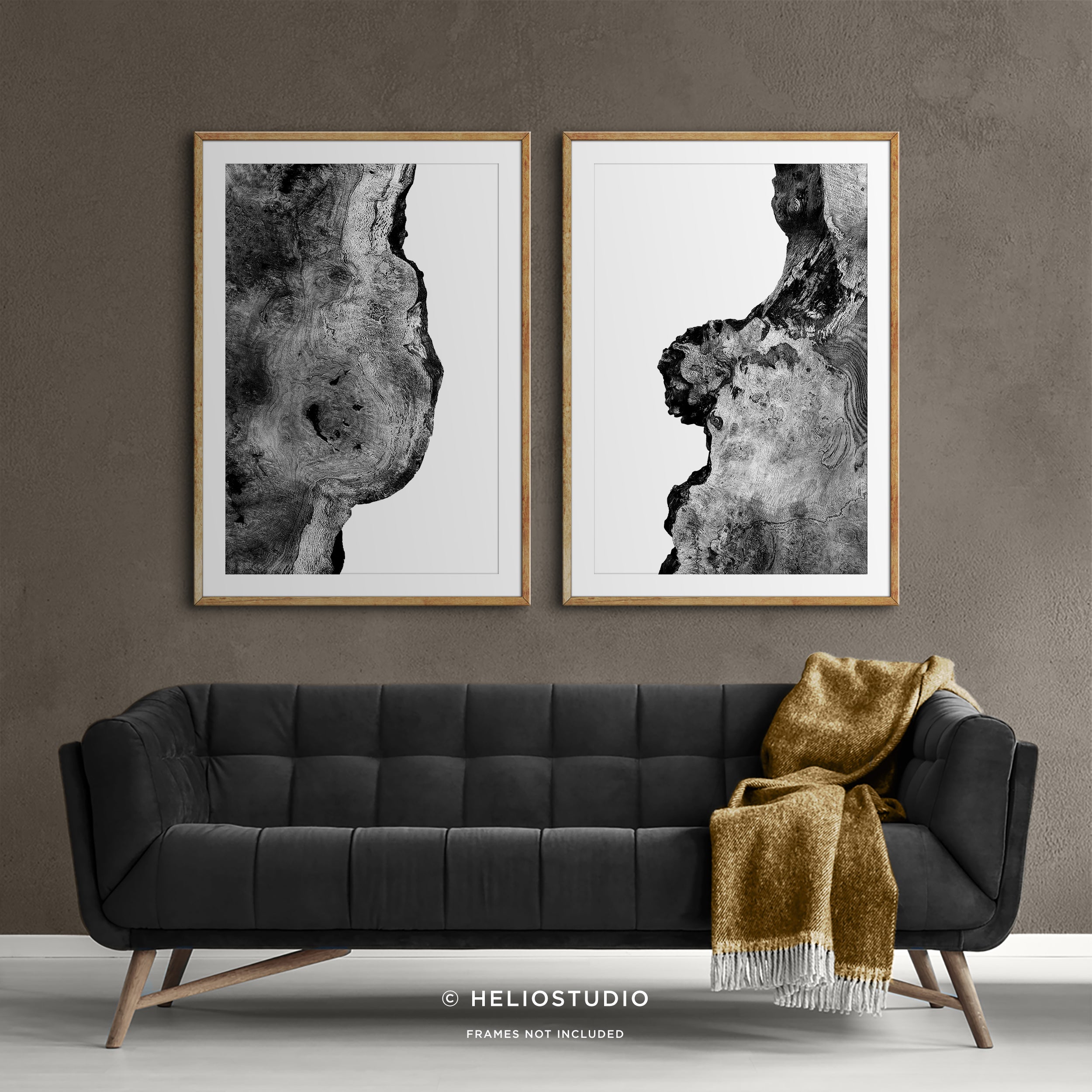 Abstract Rustic Walnut Photography – Two Piece Wall Art