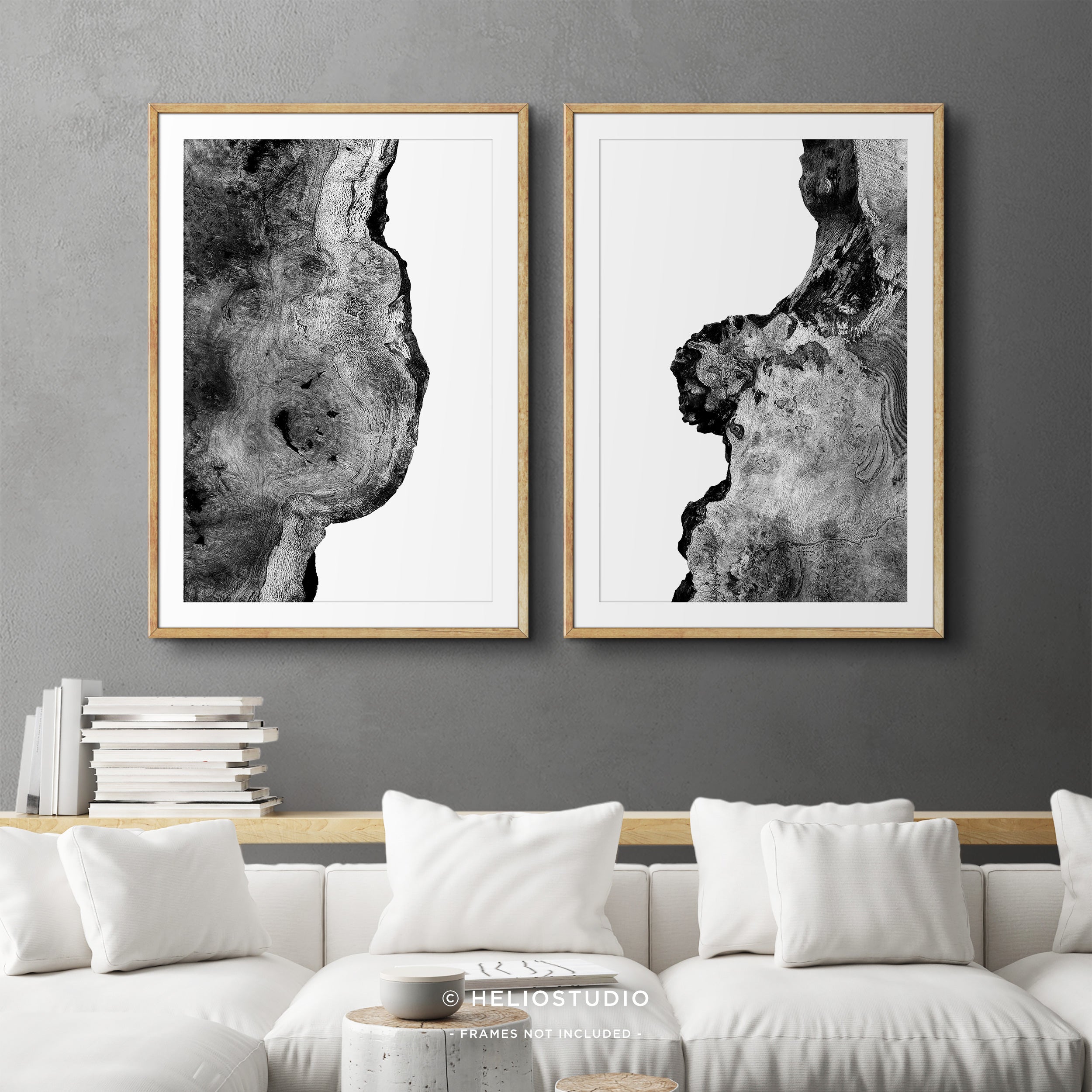 Abstract Rustic Walnut Photography – Two Piece Wall Art