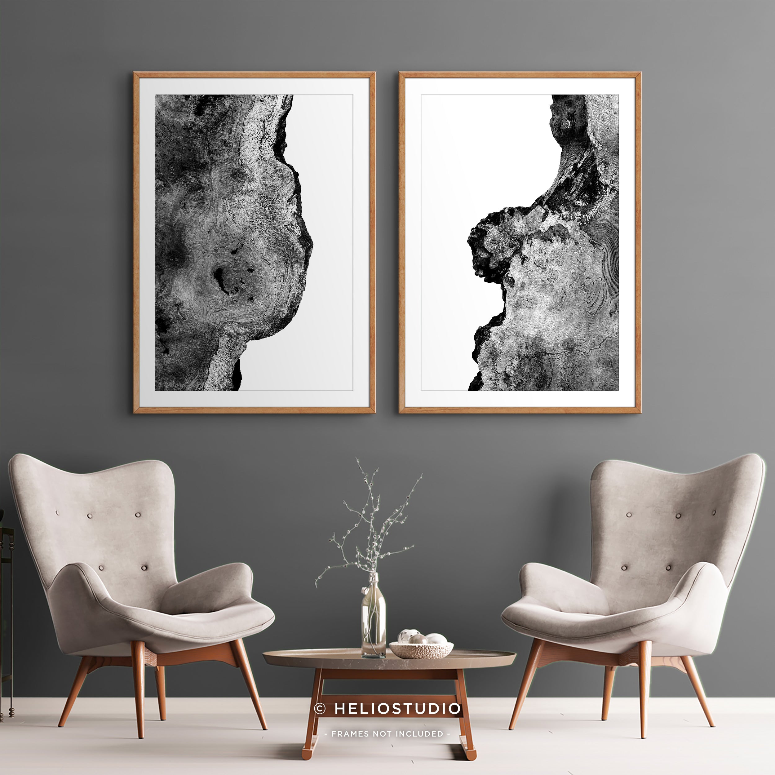 Abstract Rustic Walnut Photography – Two Piece Wall Art