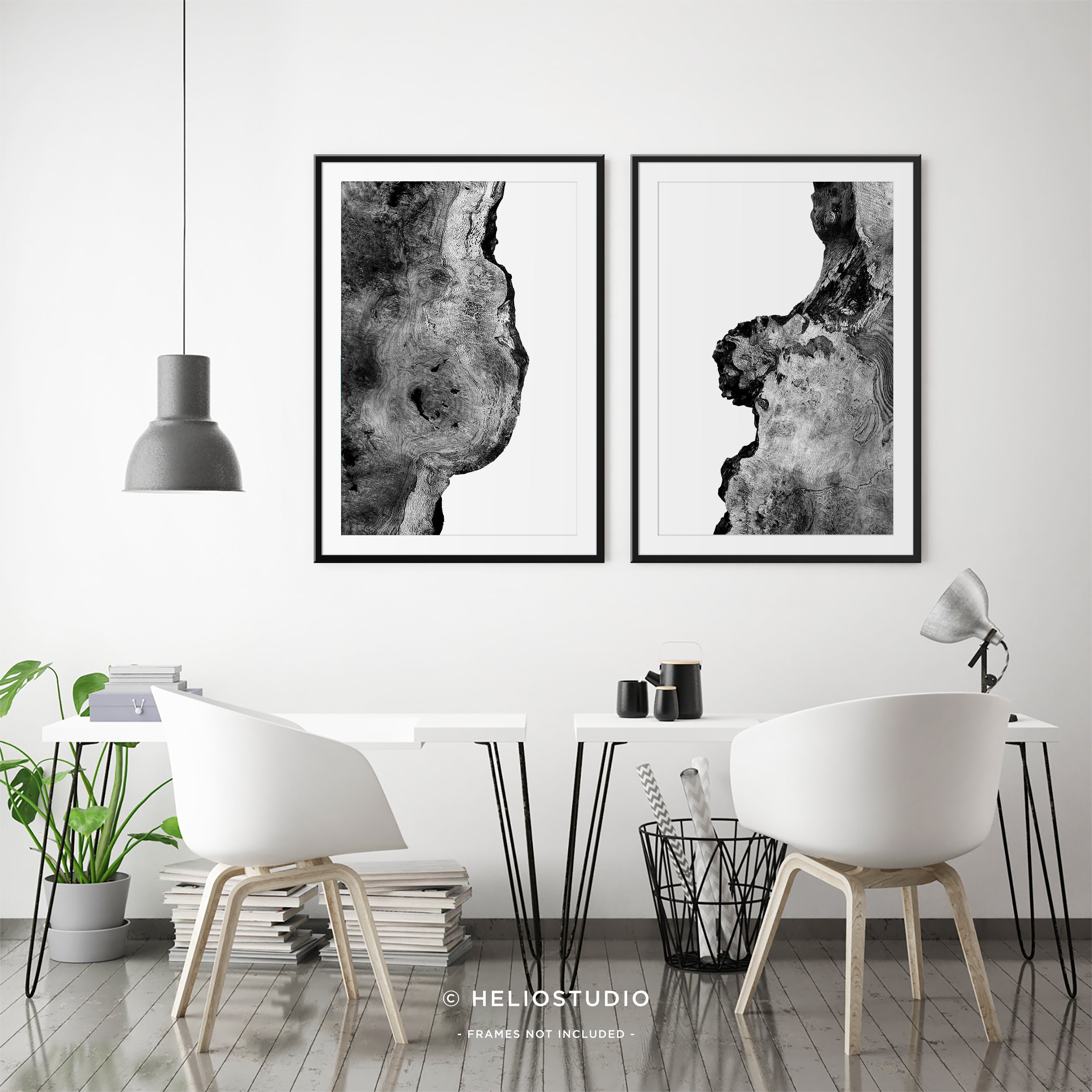Abstract Rustic Walnut Photography – Two Piece Wall Art