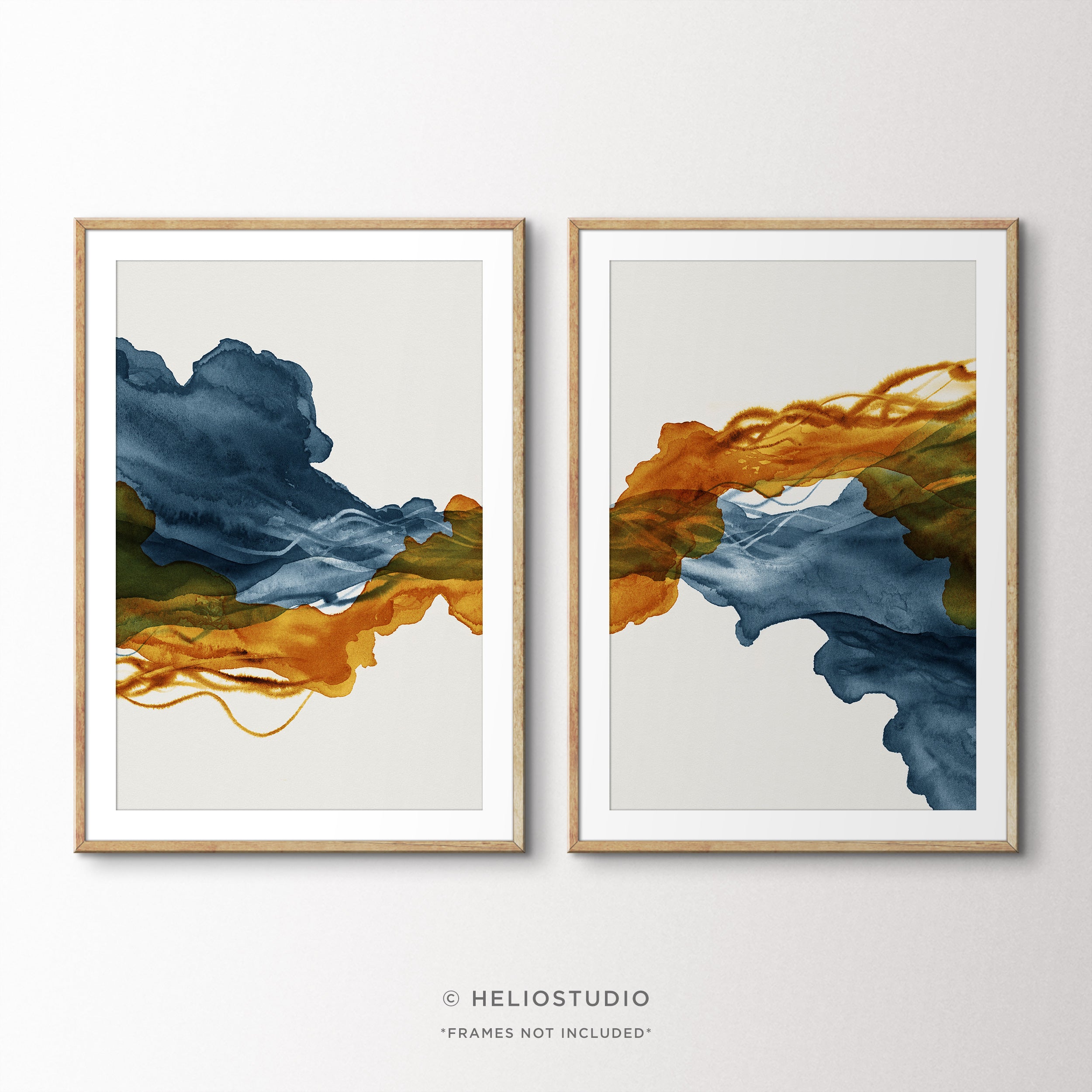 Blue Rust Abstract Flow – Two Piece Wall Art