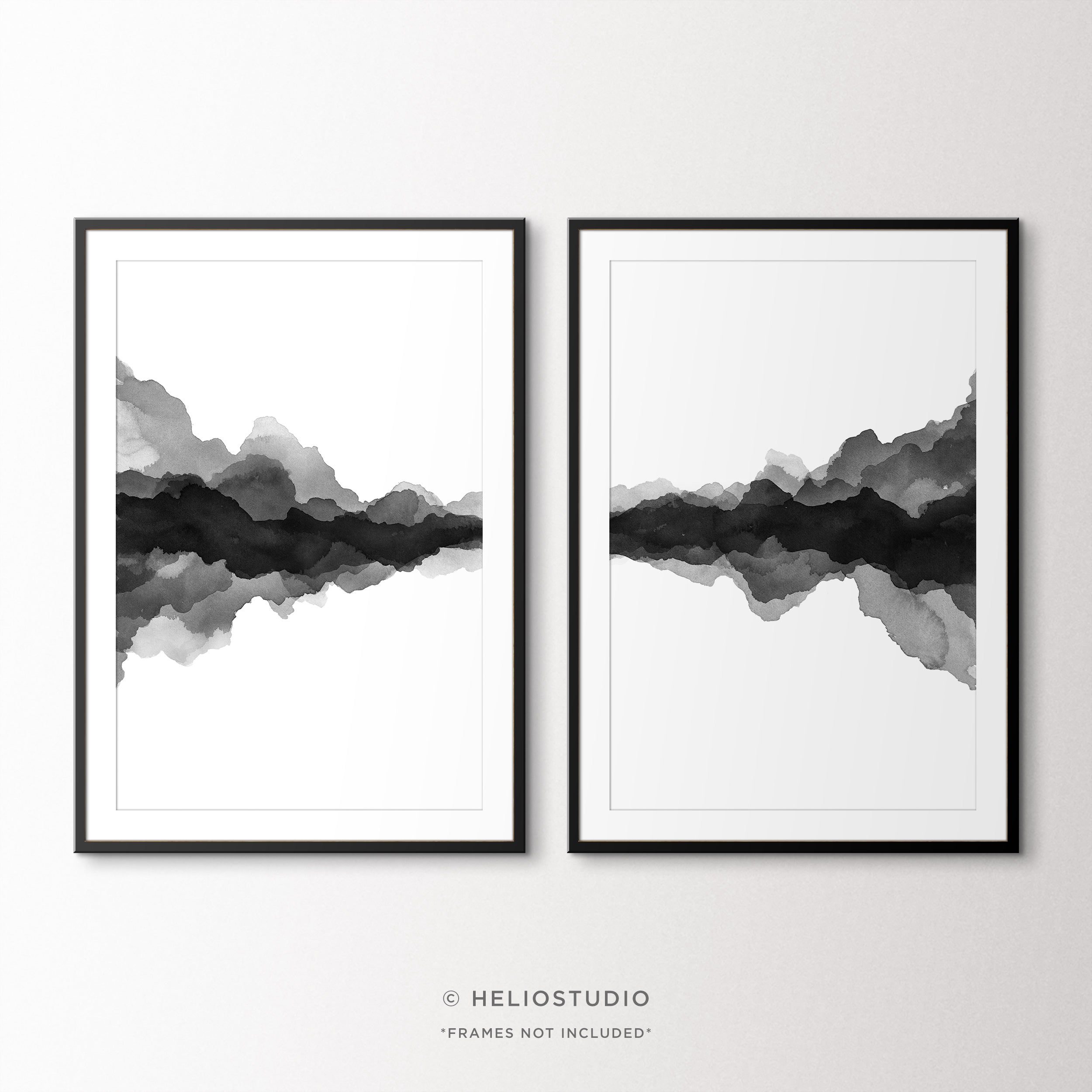 Abstract Landscape in Black and White – Two Piece Wall Art