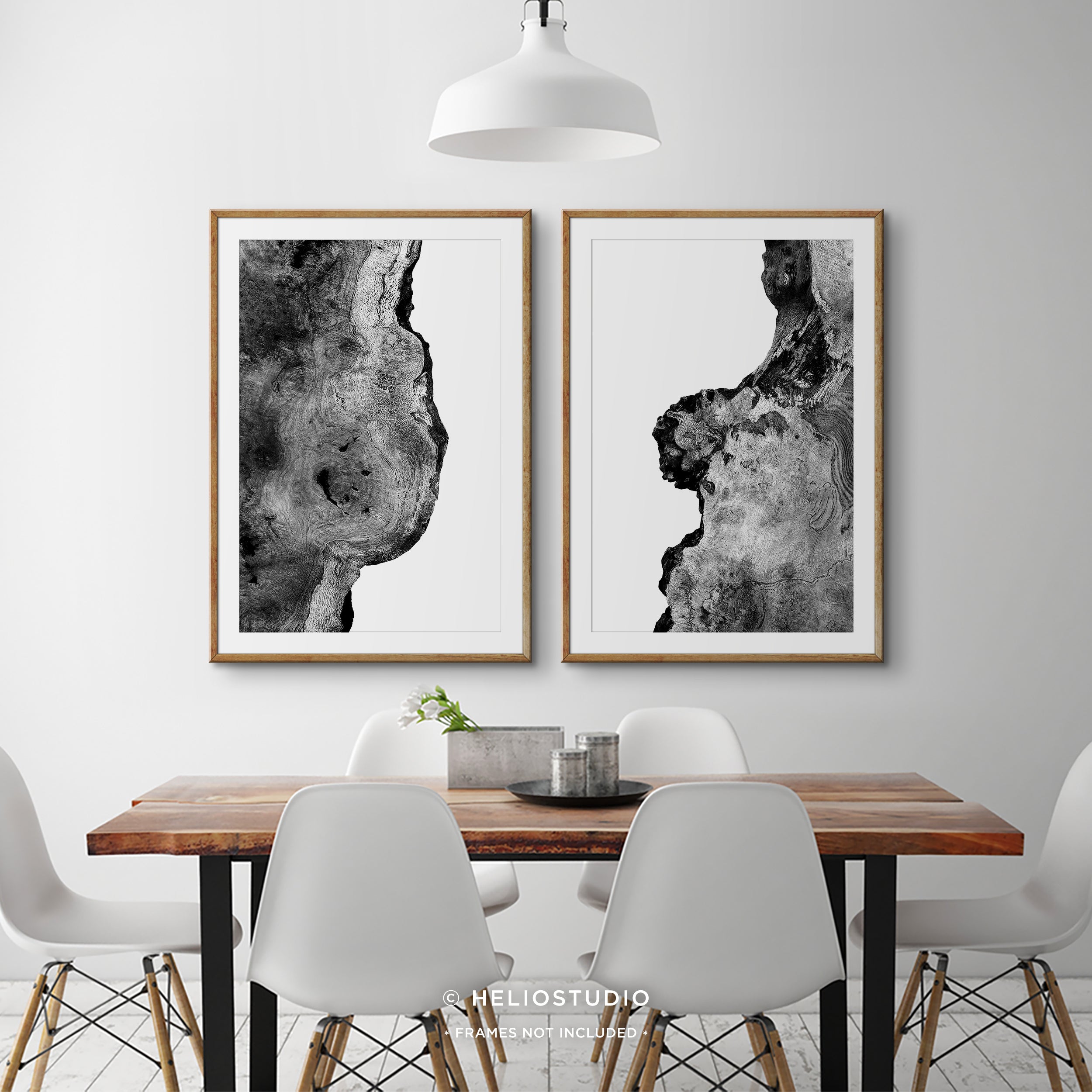 Abstract Rustic Walnut Photography – Two Piece Wall Art