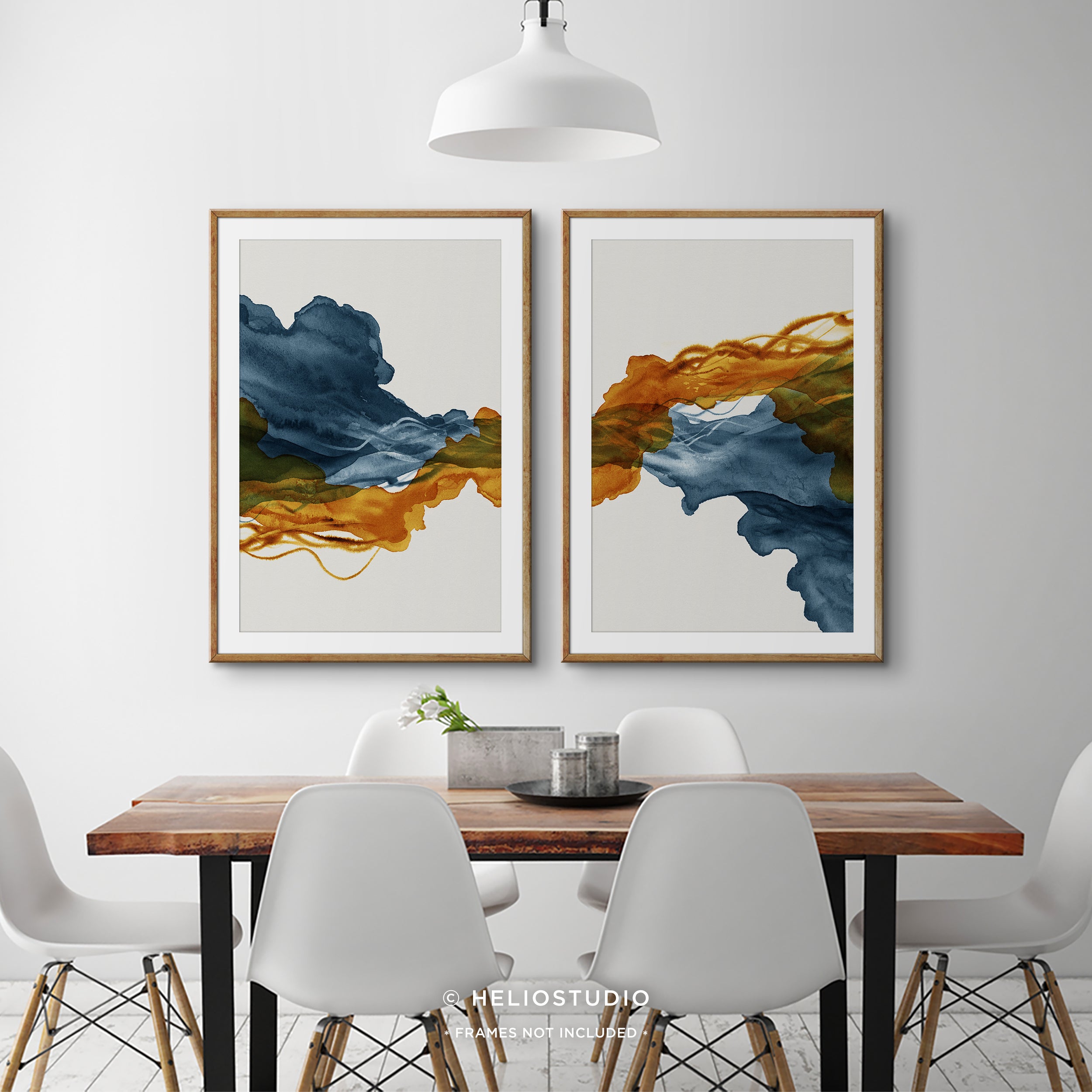 Blue Rust Abstract Flow – Two Piece Wall Art