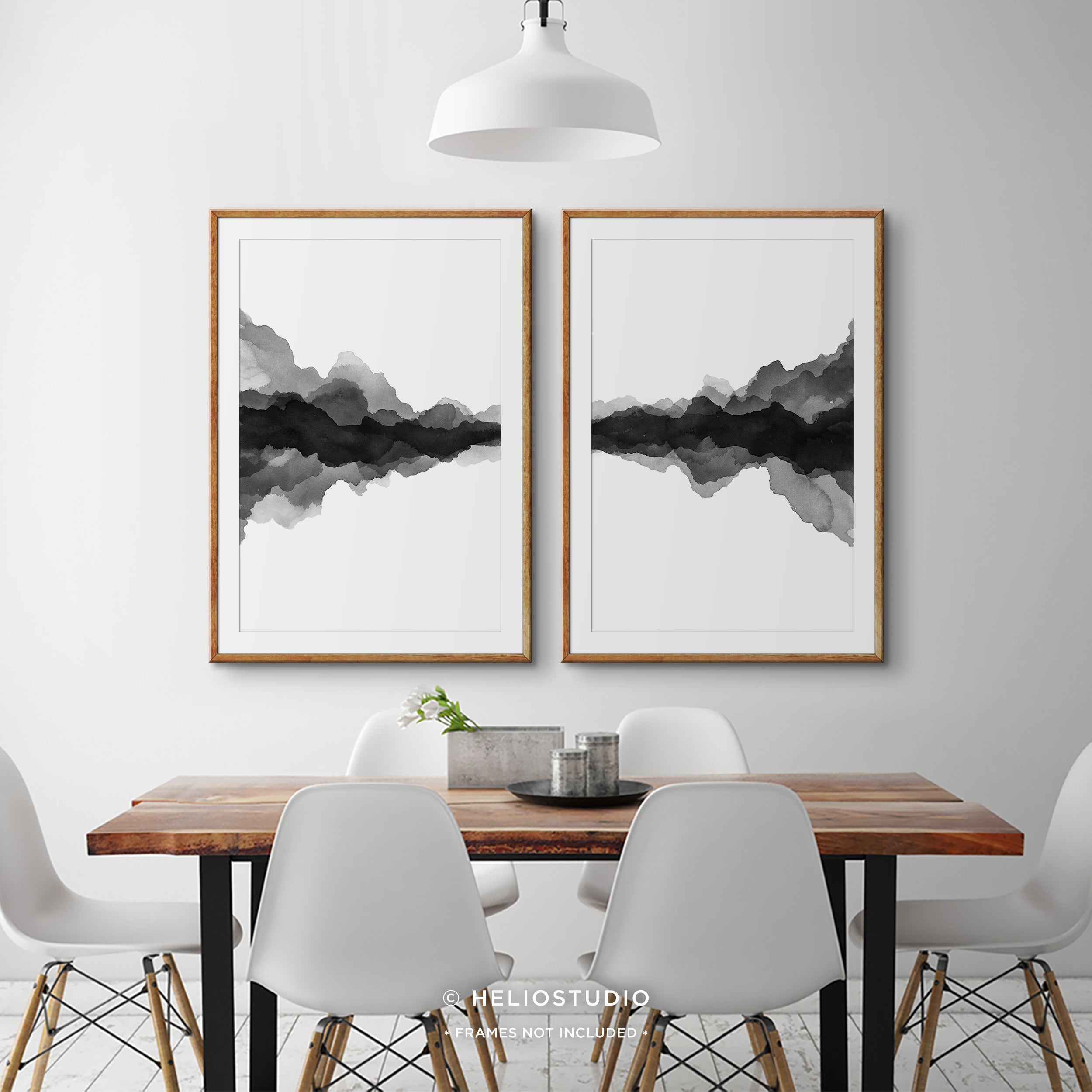 Abstract Landscape in Black and White – Two Piece Wall Art