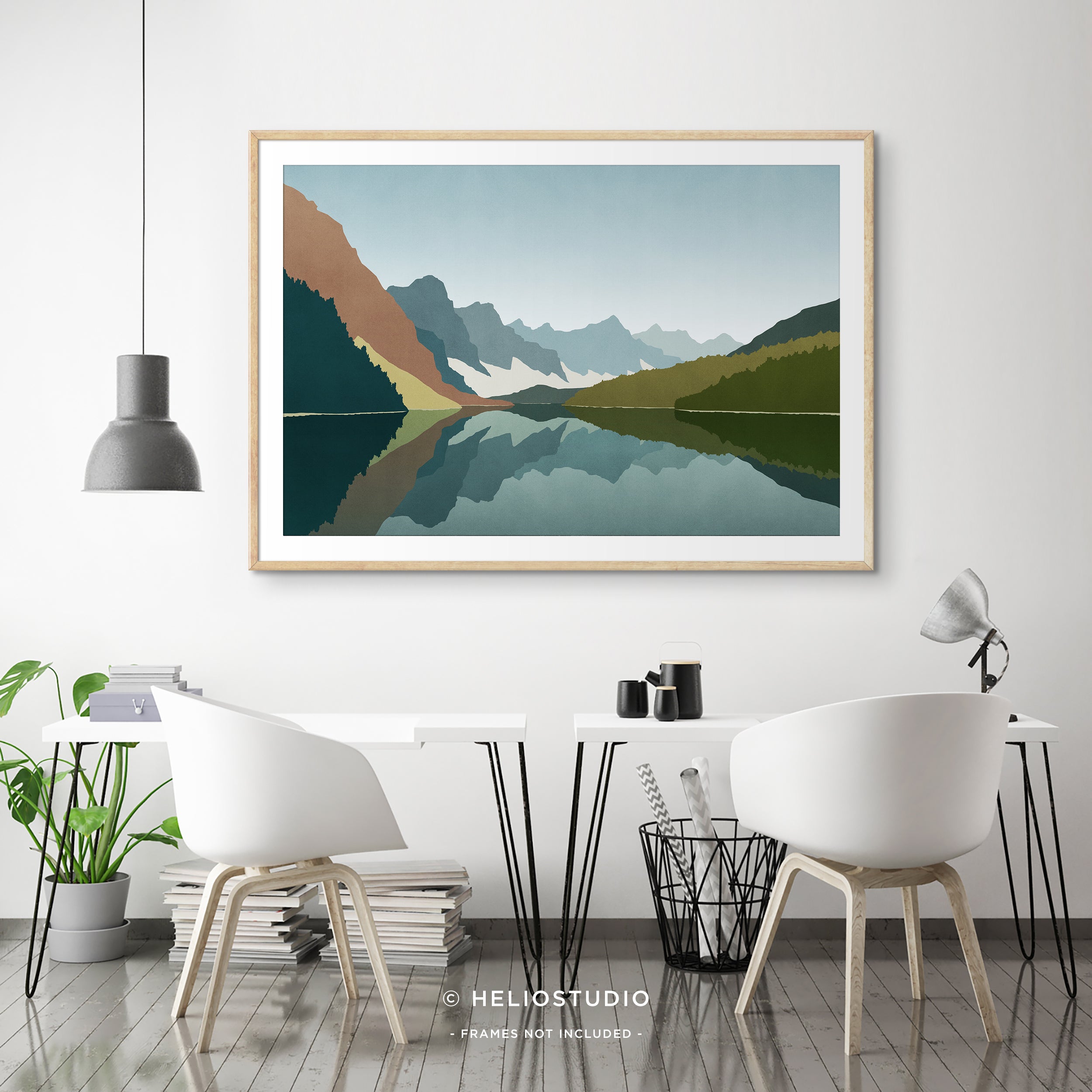 MidCentury Mountain Lake – Art Print