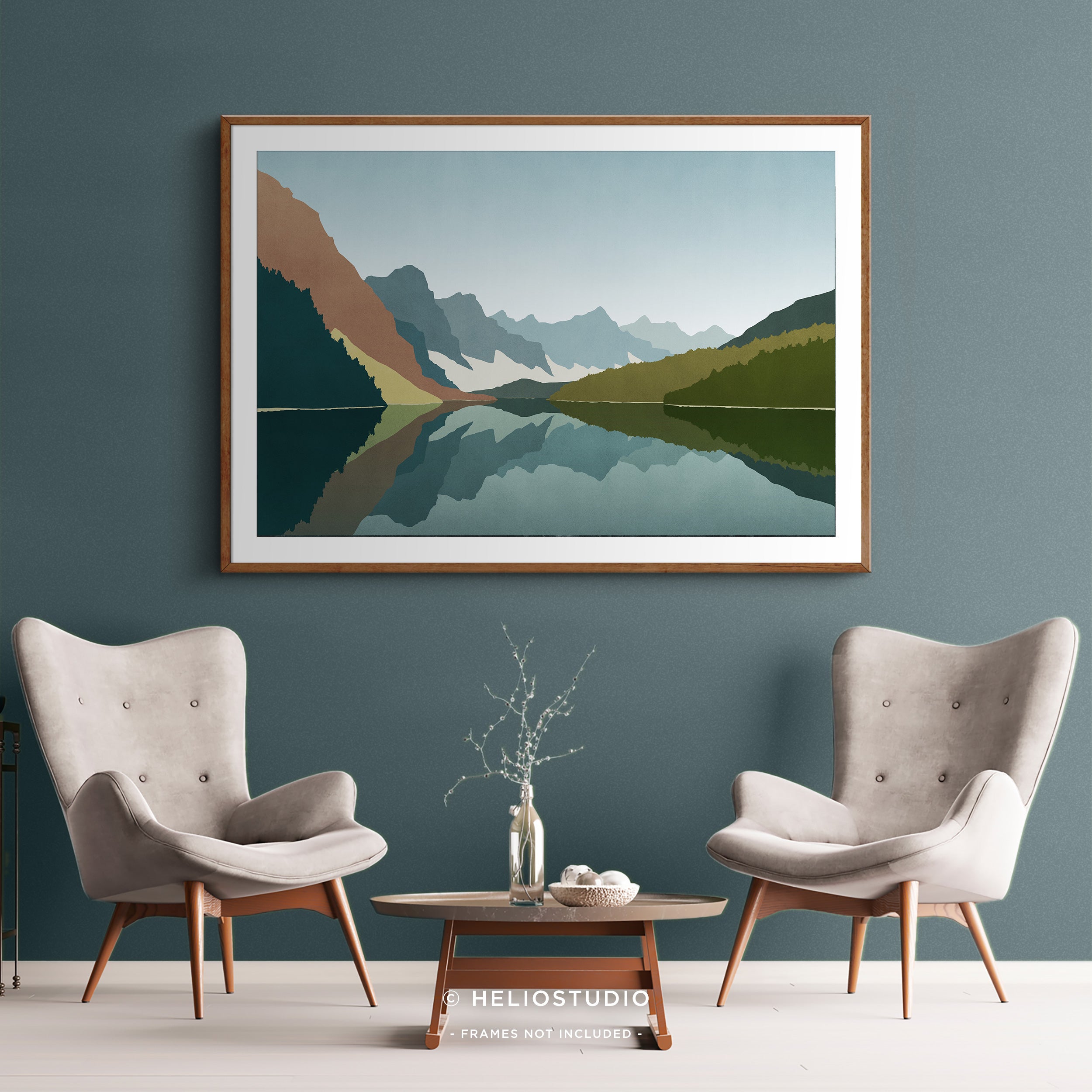 MidCentury Mountain Lake – Art Print