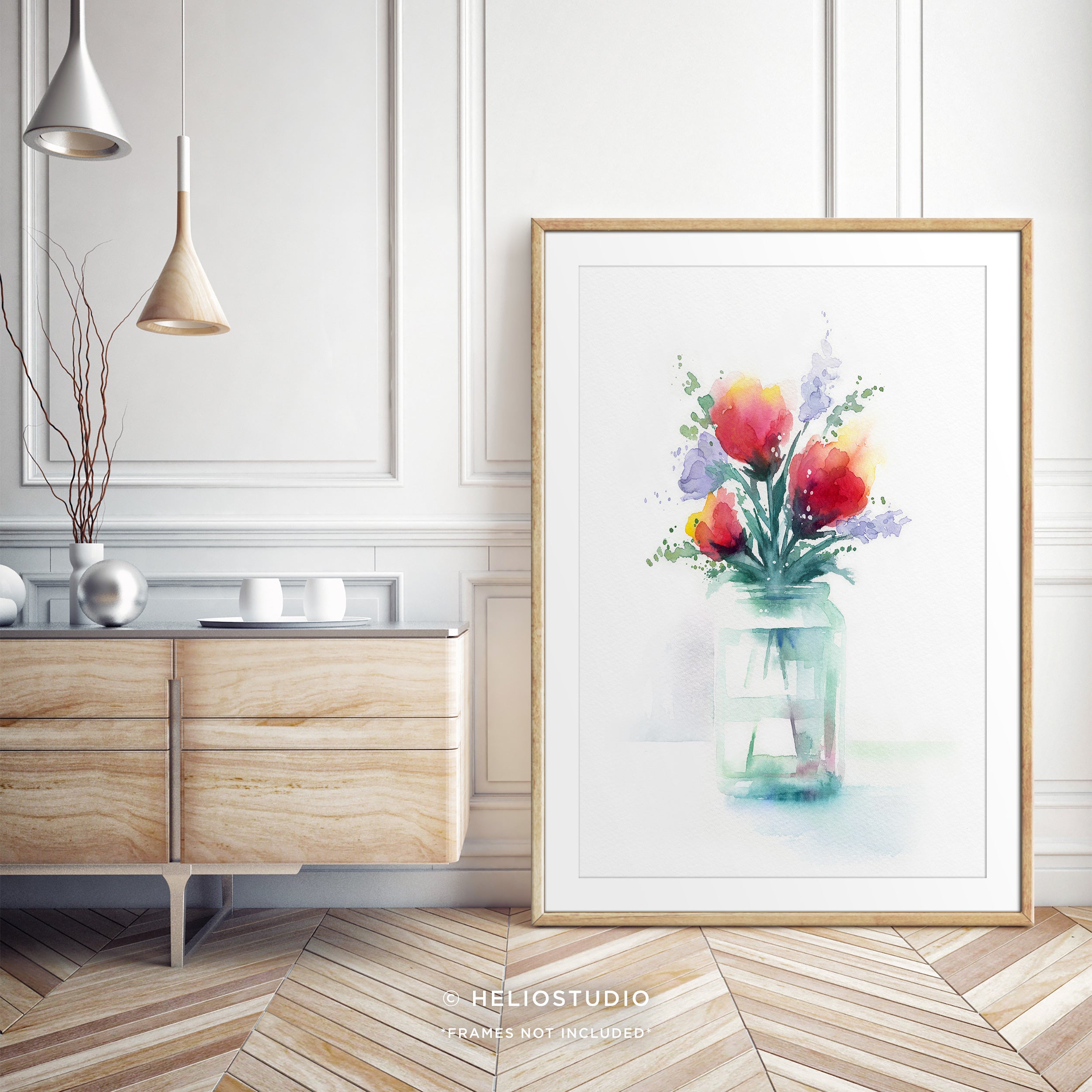 Flowers in Green Glass Jar – Art Print