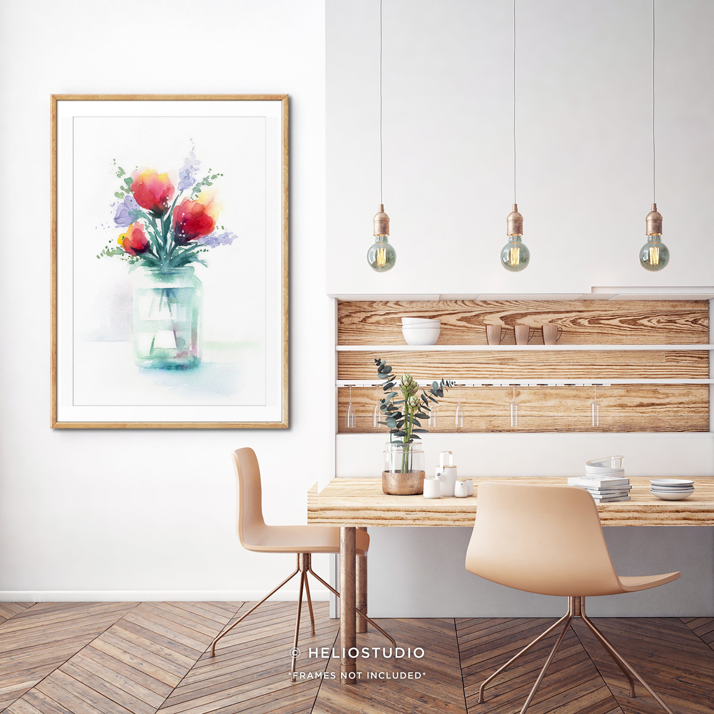 Flowers in Green Glass Jar – Art Print