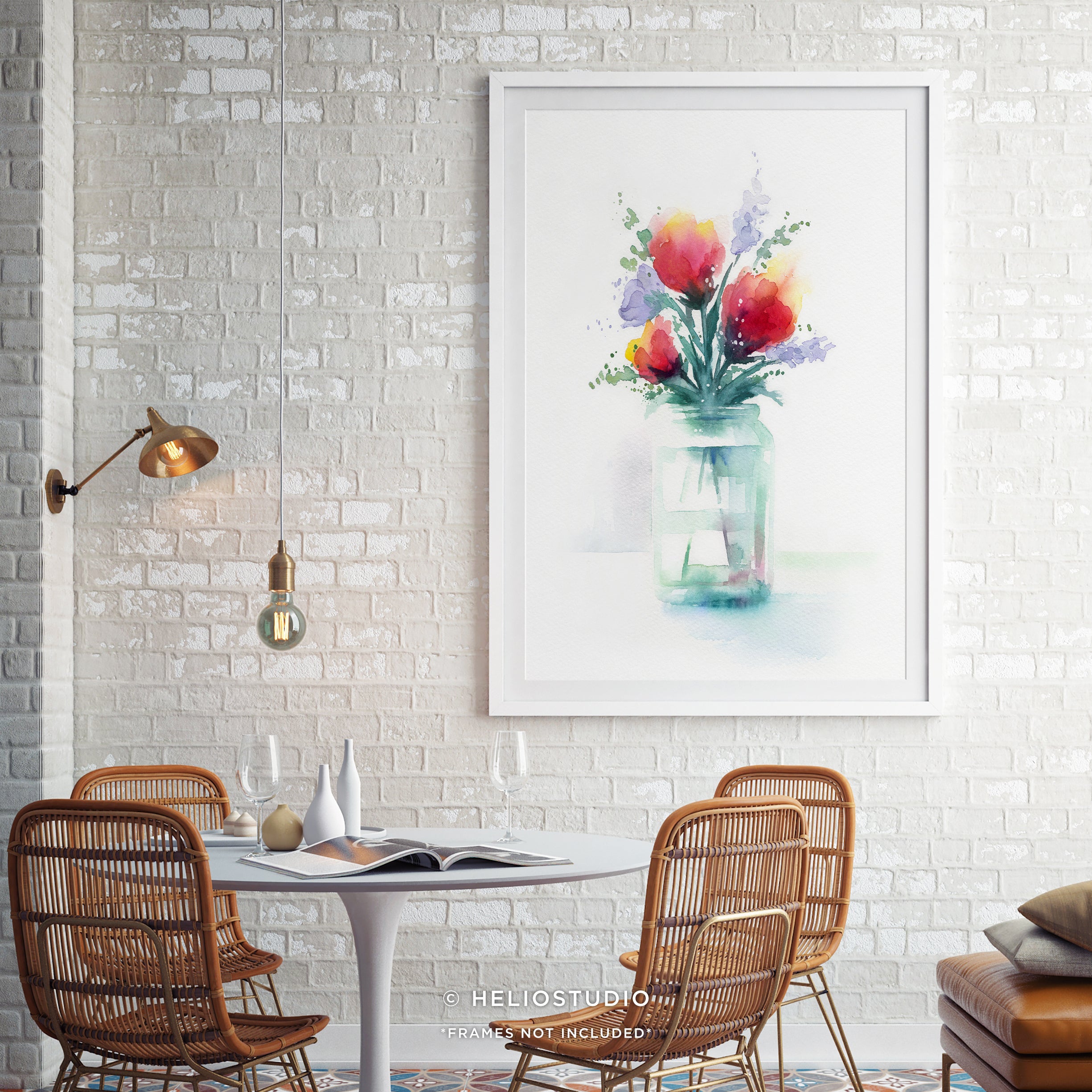 Flowers in Green Glass Jar – Art Print