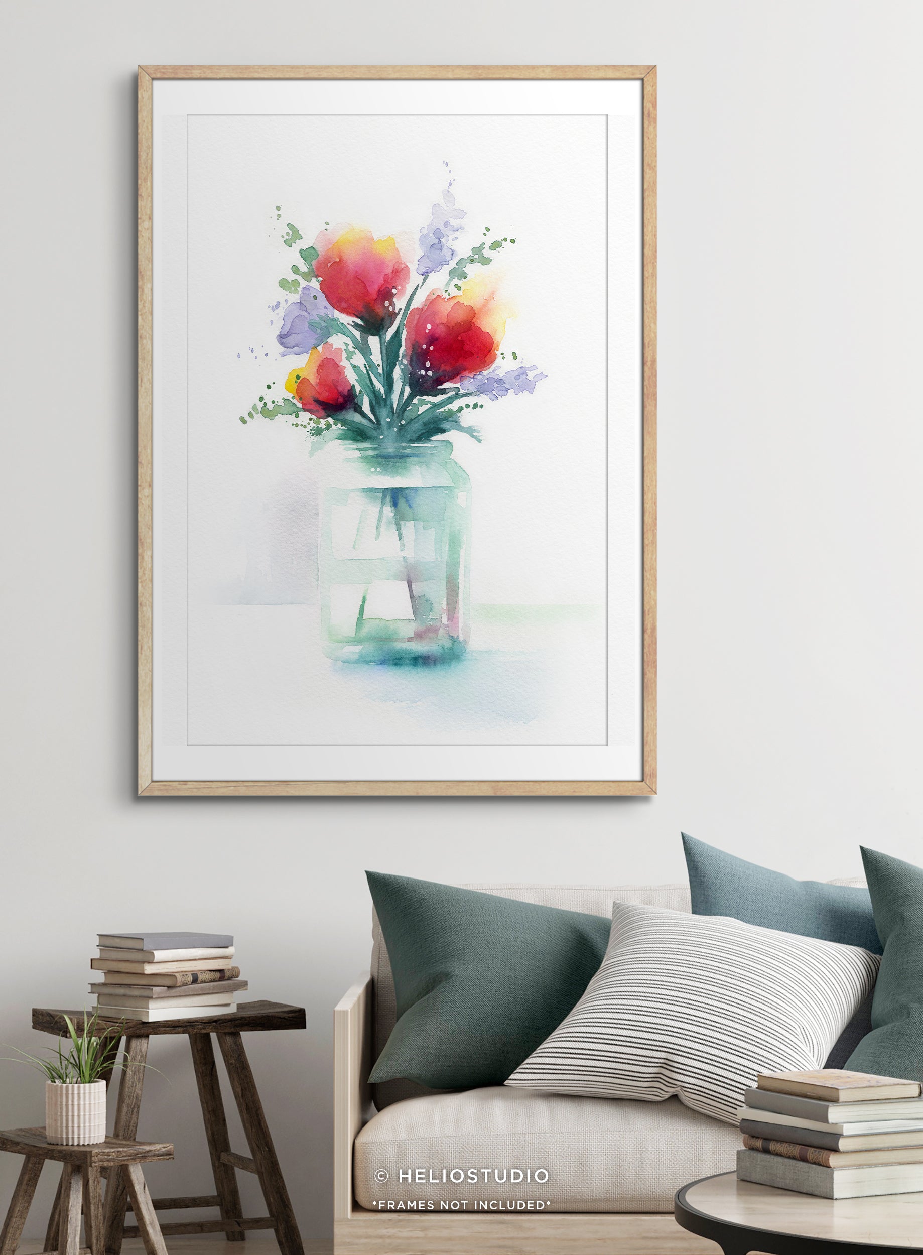 Flowers in Green Glass Jar – Art Print