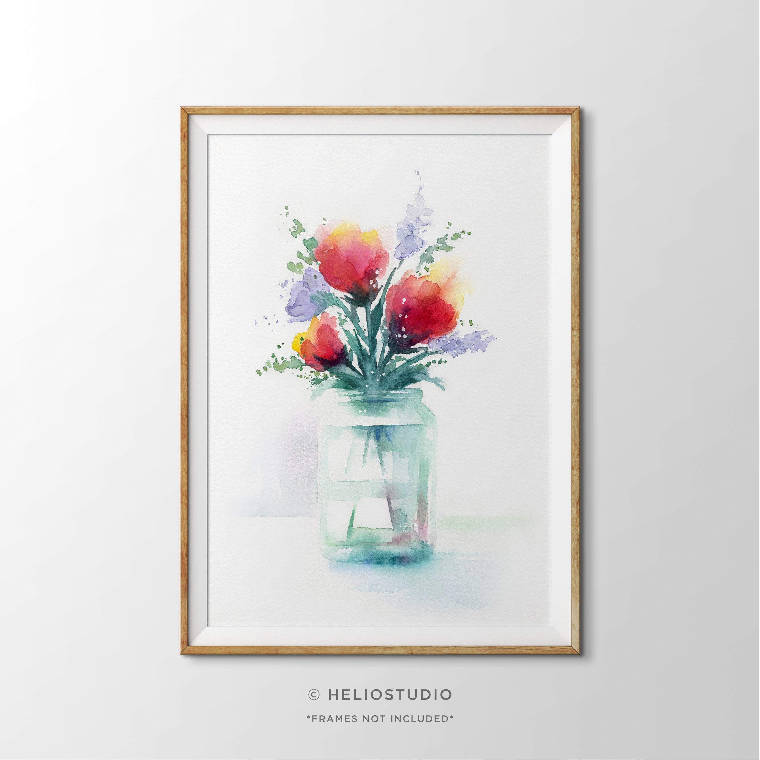 Flowers in Green Glass Jar – Art Print