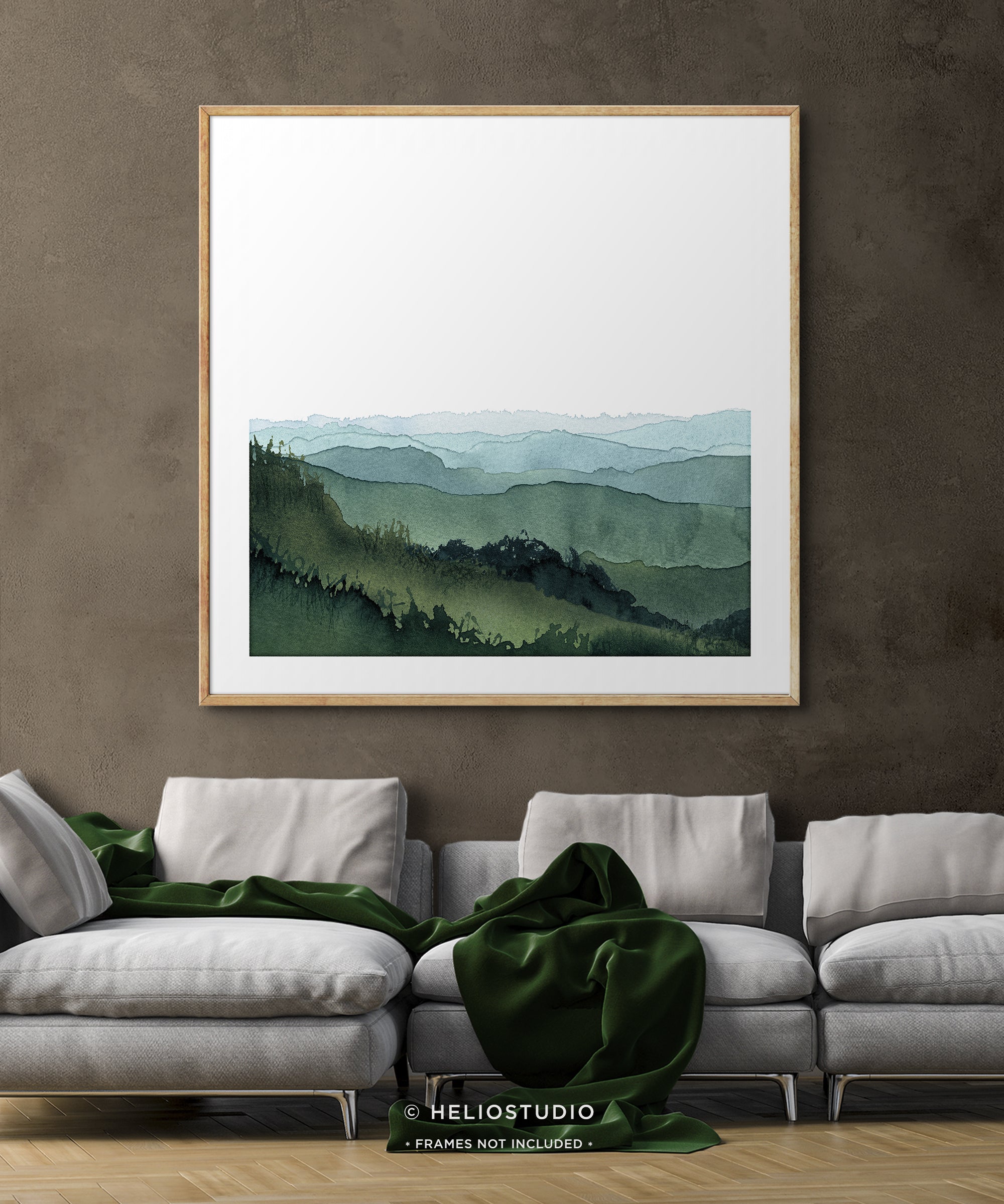 Blue Green Mountain Valley – Square Art Print