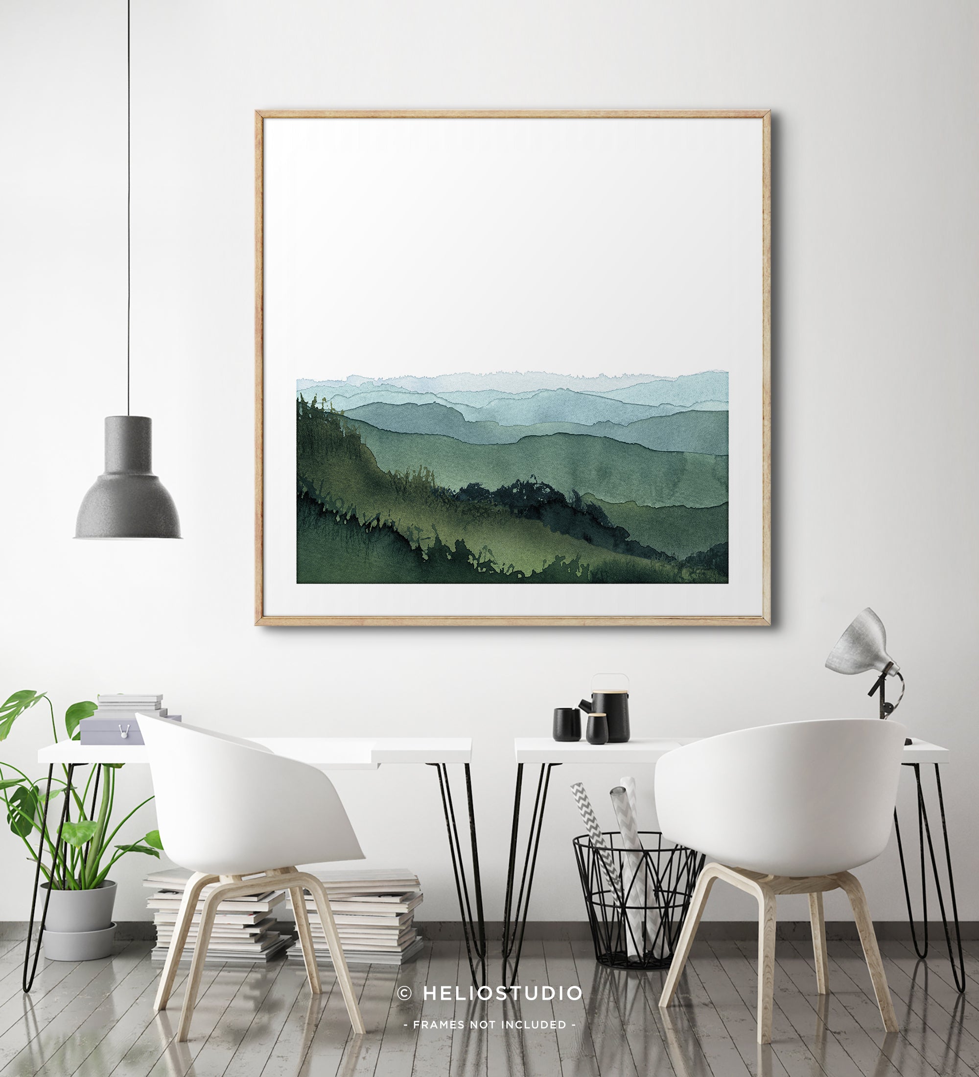 Blue Green Mountain Valley – Square Art Print