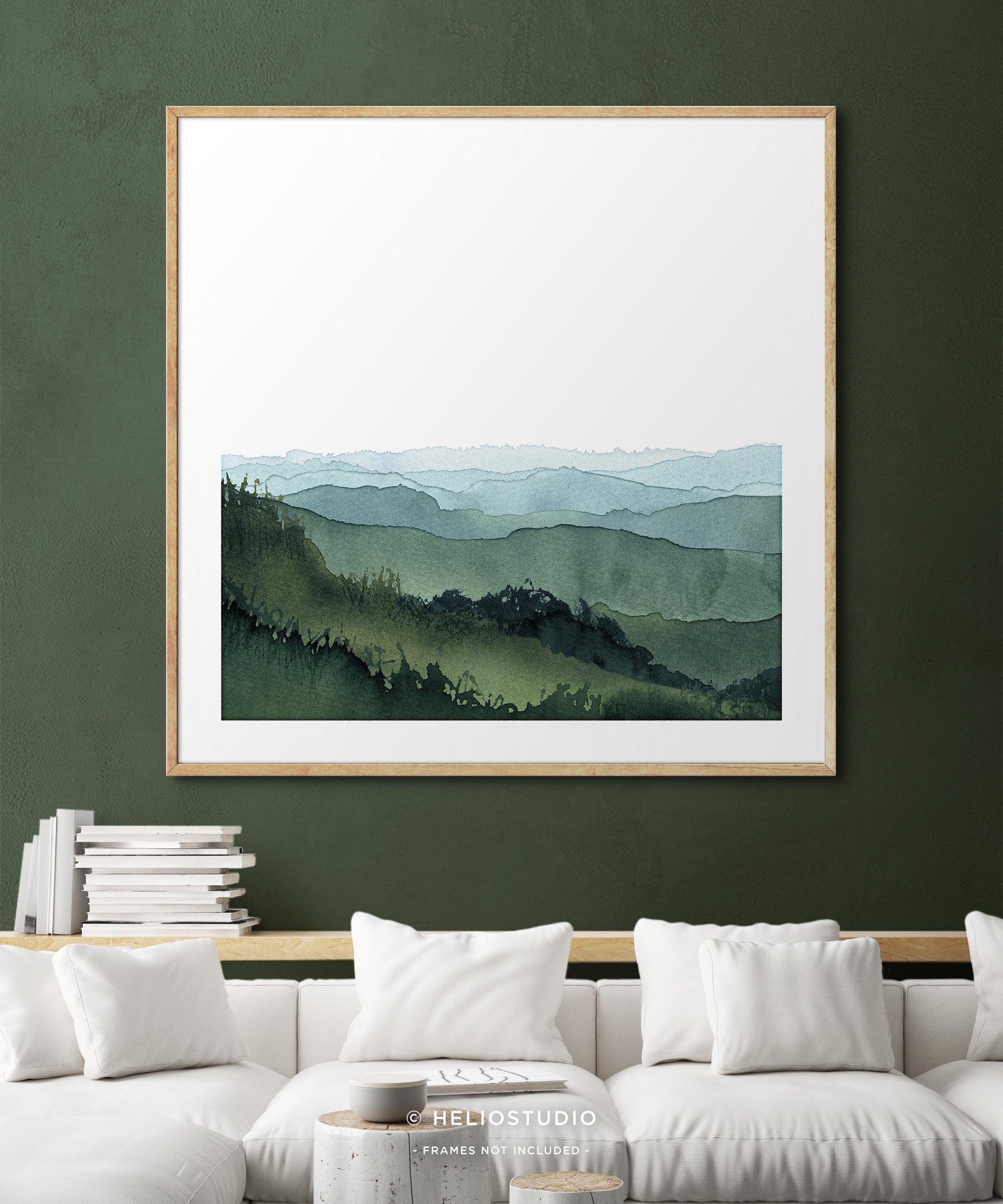 Blue Green Mountain Valley – Square Art Print