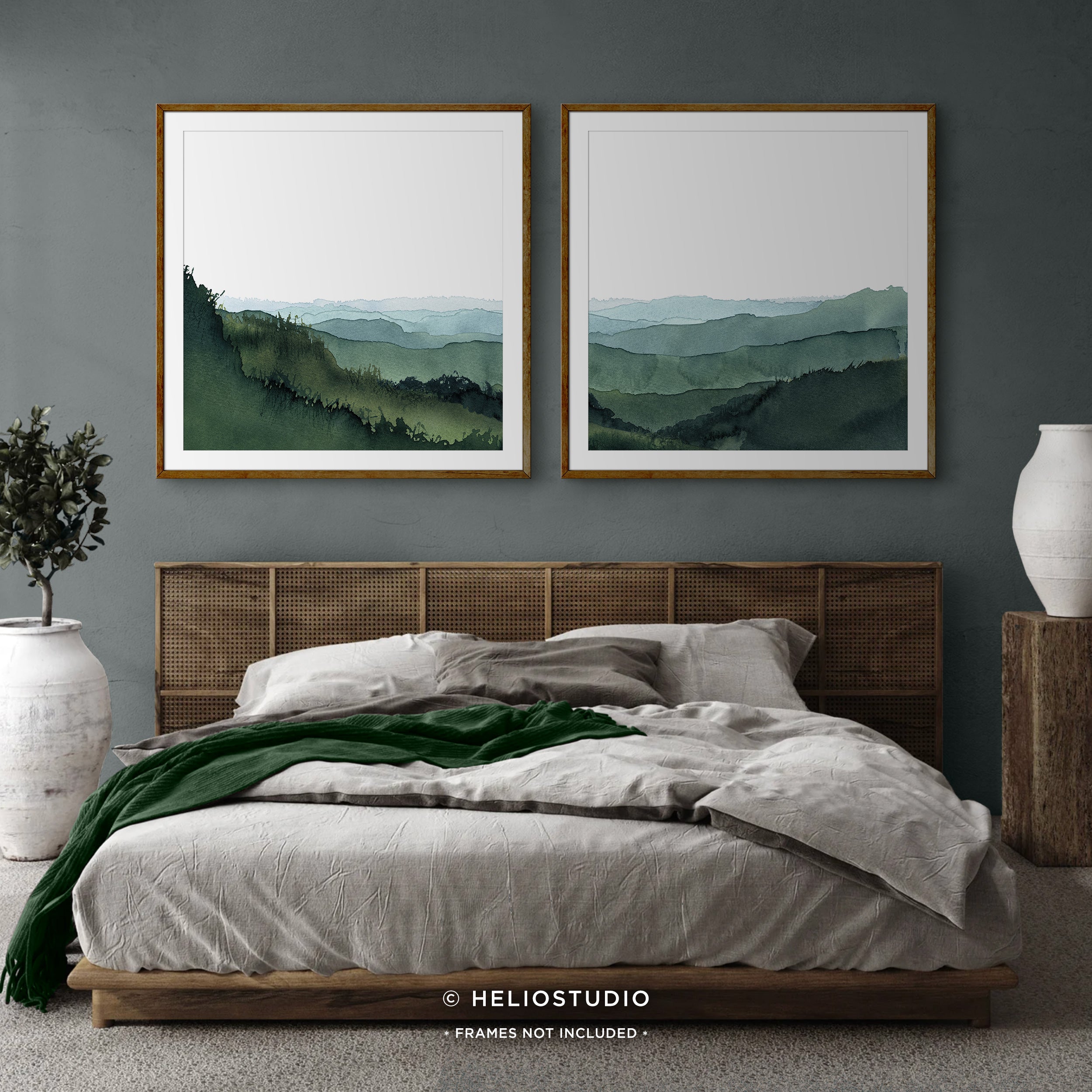 Blue Green Mountain Valley – Two Piece Art Print