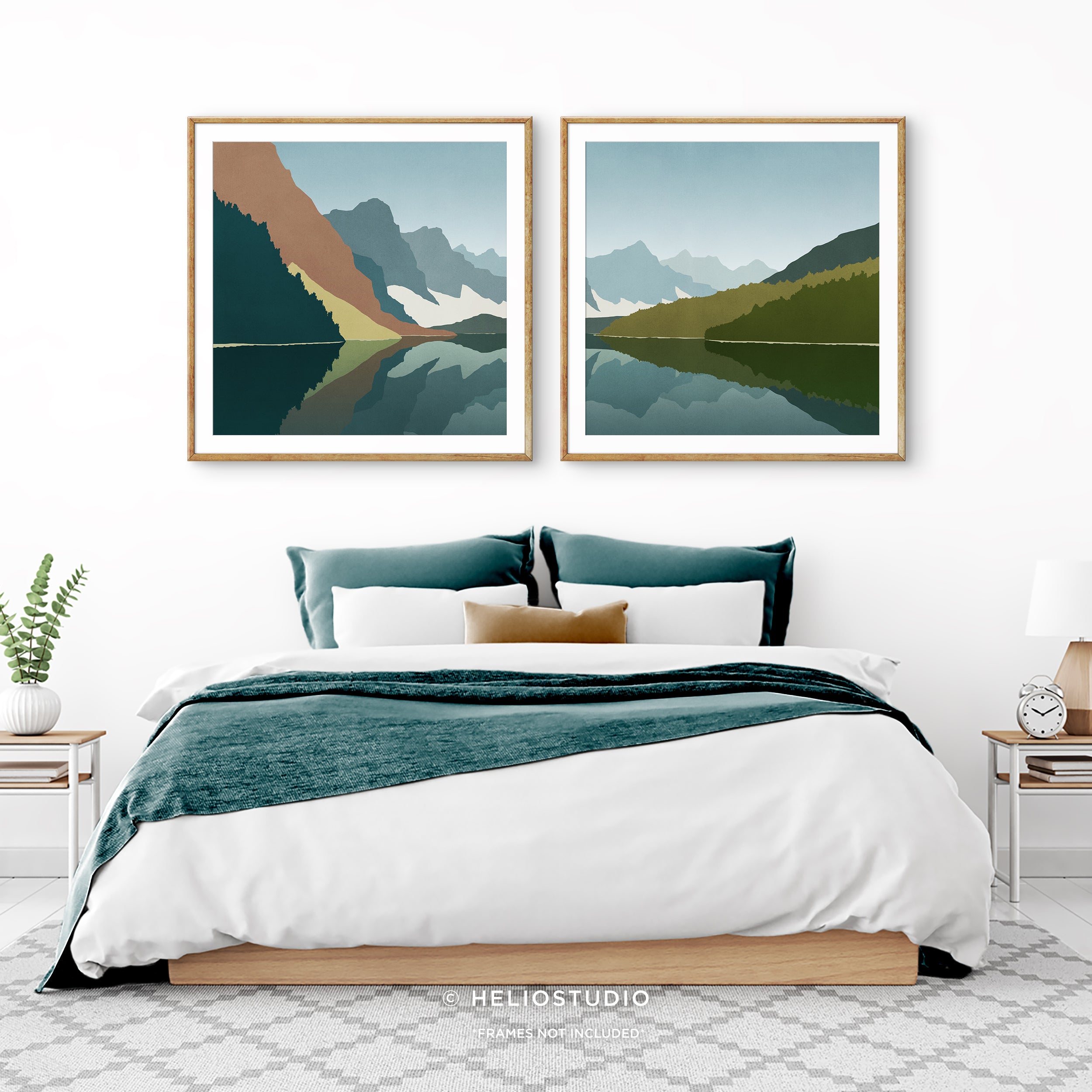 Midcentury Mountain Lake – Two Piece Art Print